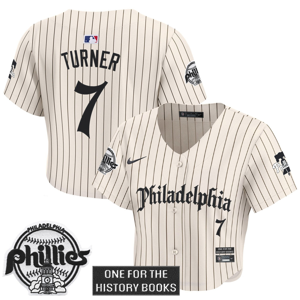 Women's Phillies 'Retro Newspaper Edition' Crop Top Baseball Jersey - All Stitched