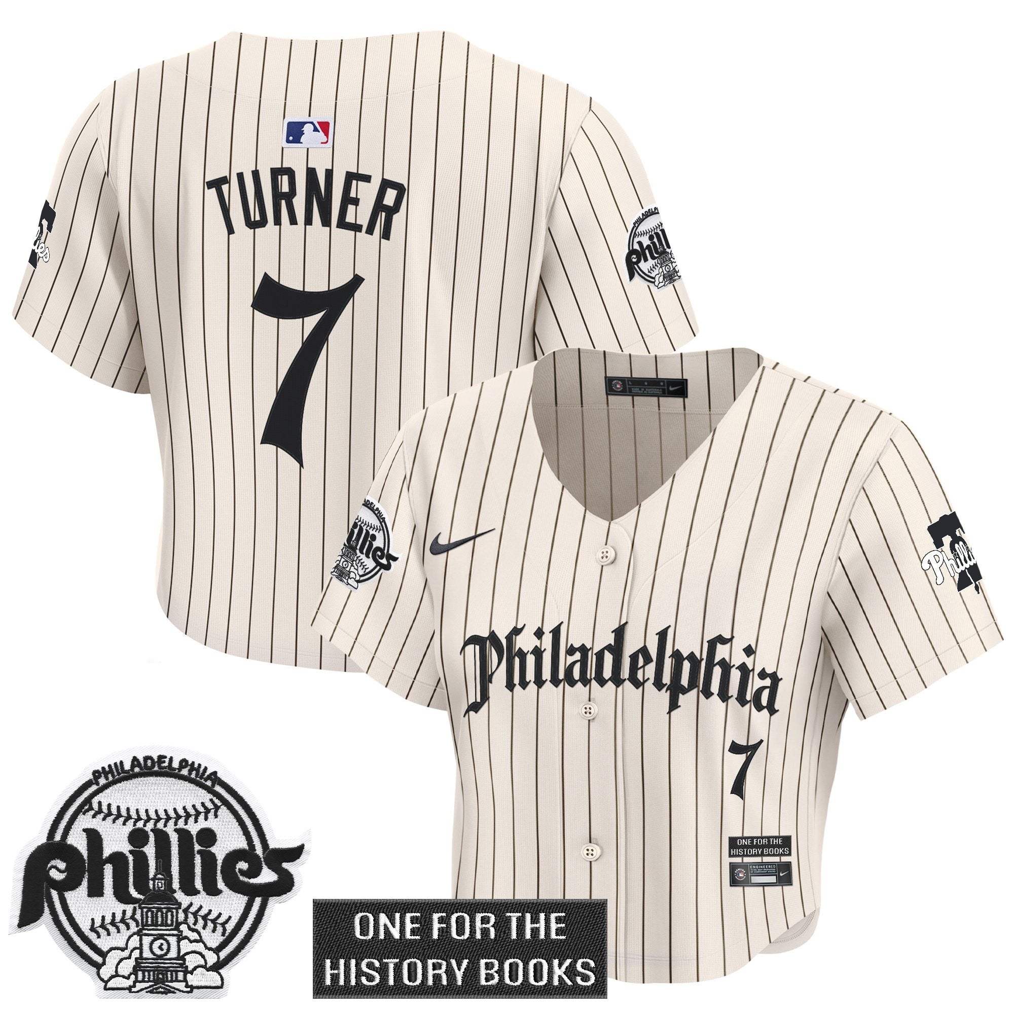 Women's Phillies 'Retro Newspaper Edition' Crop Top Baseball Jersey - All Stitched