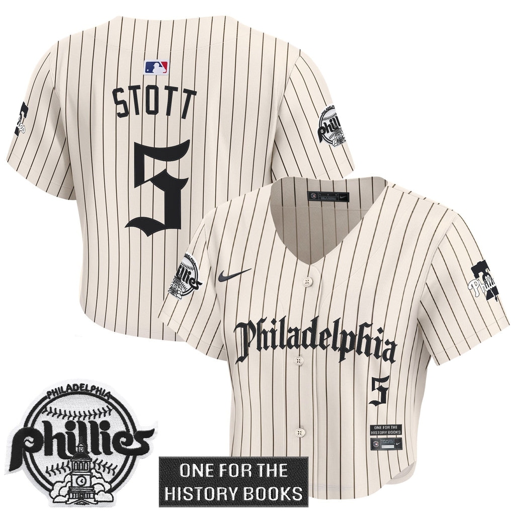 Women's Phillies 'Retro Newspaper Edition' Crop Top Baseball Jersey - All Stitched