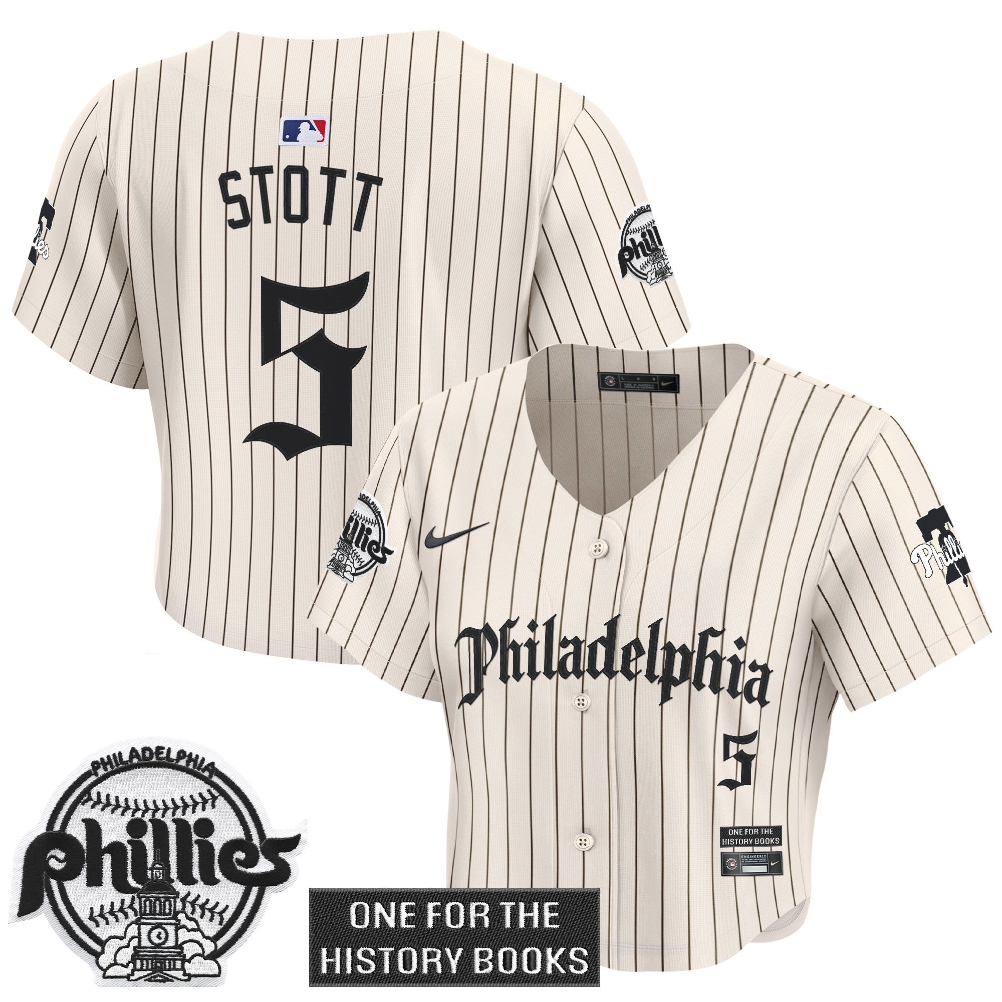 Women's Phillies 'Retro Newspaper Edition' Crop Top Baseball Jersey - All Stitched