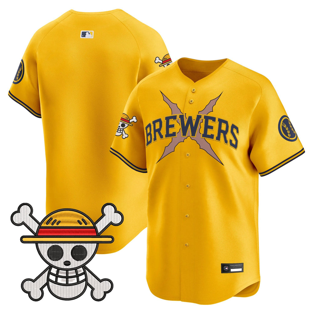 Men's Milwaukee Brewers x One Piece Vapor Premier Limited Jersey - Stitched