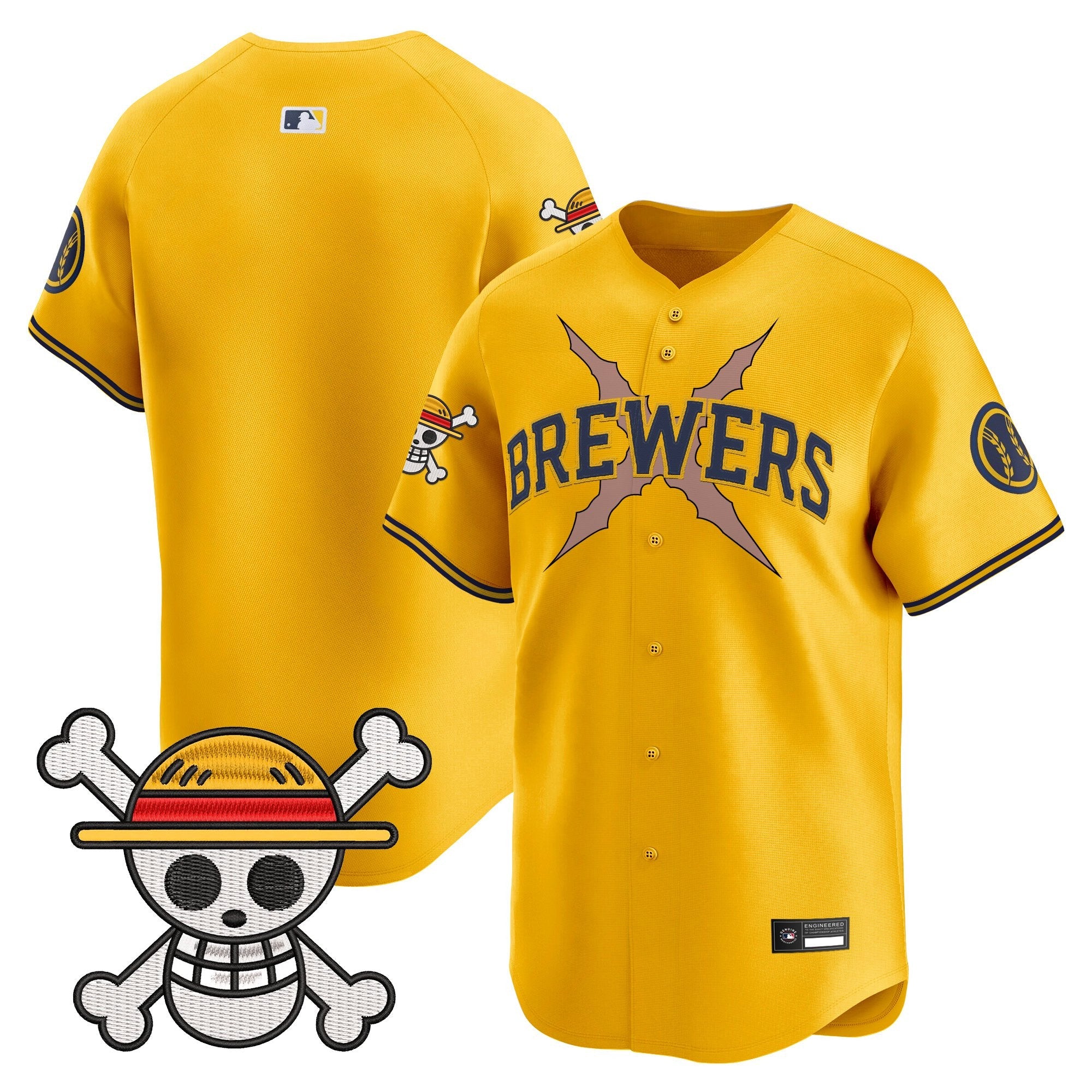 Men's Milwaukee Brewers x One Piece Vapor Premier Limited Jersey - Stitched