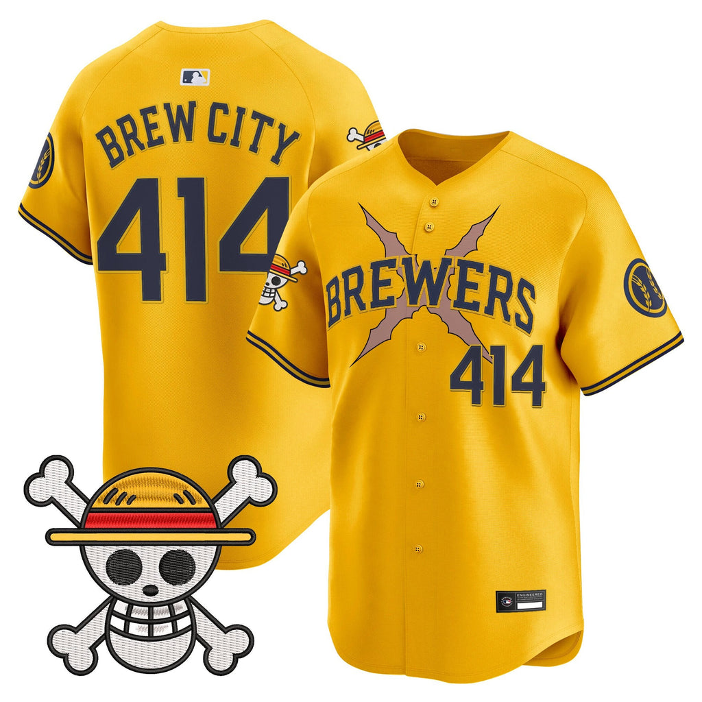 Men's Milwaukee Brewers x One Piece Vapor Premier Limited Jersey - Stitched