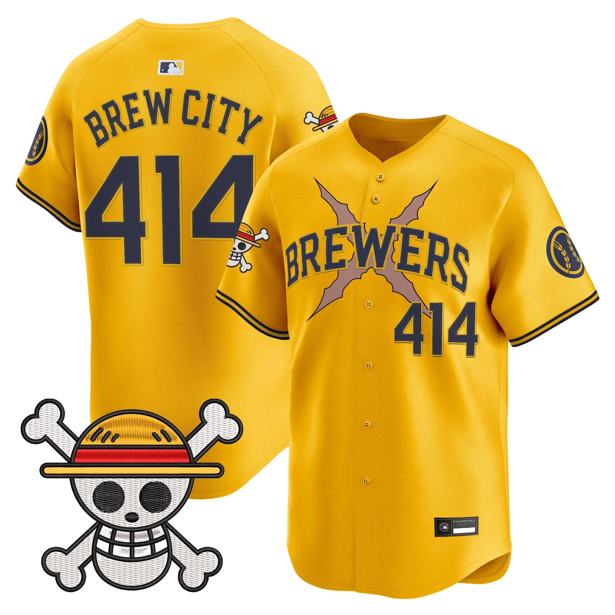 Men's Milwaukee Brewers x One Piece Vapor Premier Limited Jersey - Stitched