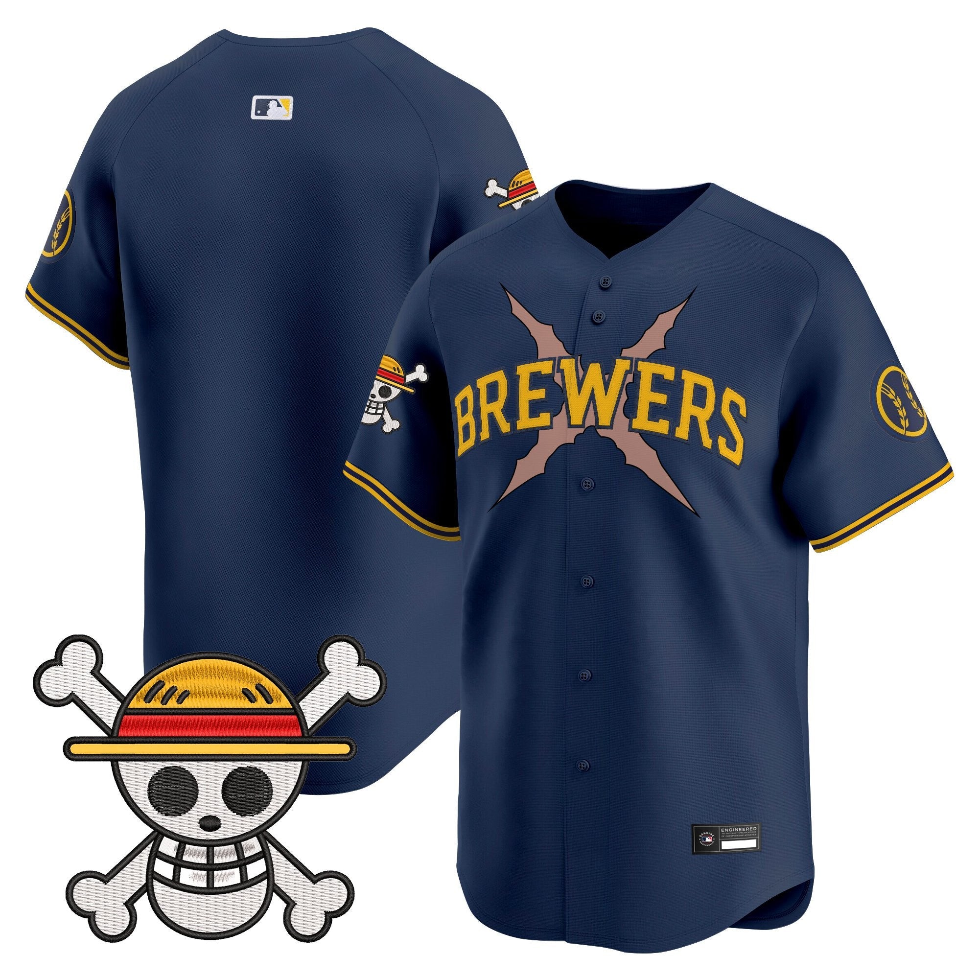 Men's Milwaukee Brewers x One Piece Vapor Premier Limited Jersey - Stitched