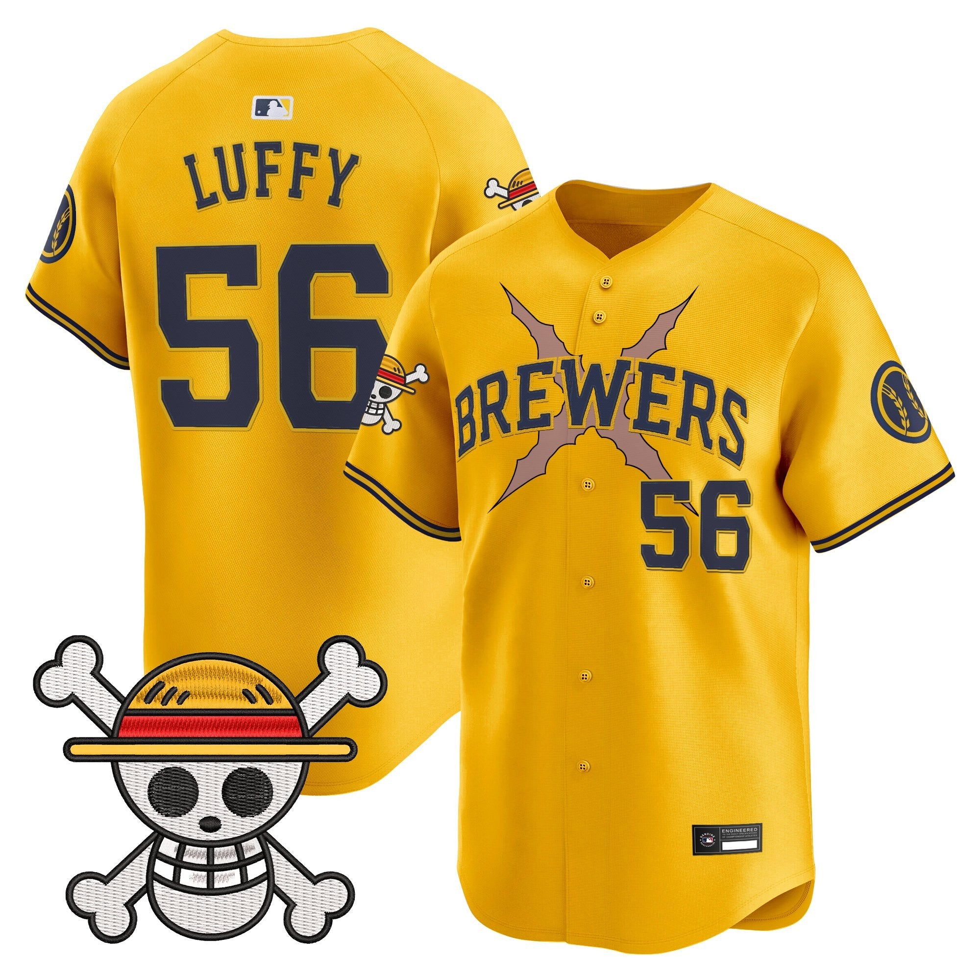 Men's Milwaukee Brewers x One Piece Vapor Premier Limited Jersey - Stitched