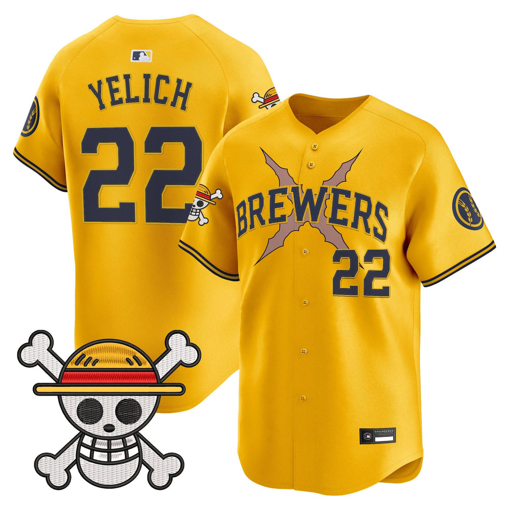 Men's Milwaukee Brewers x One Piece Vapor Premier Limited Jersey - Stitched