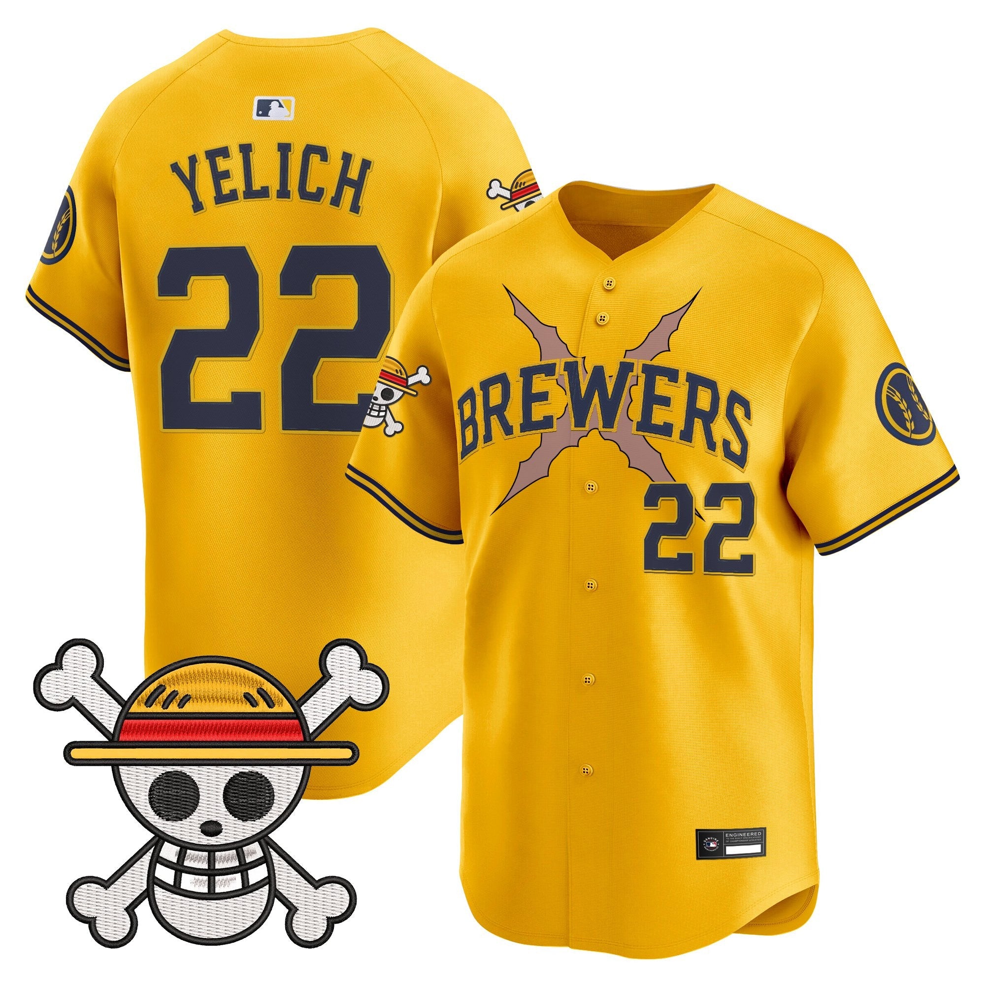 Men's Milwaukee Brewers x One Piece Vapor Premier Limited Jersey - Stitched