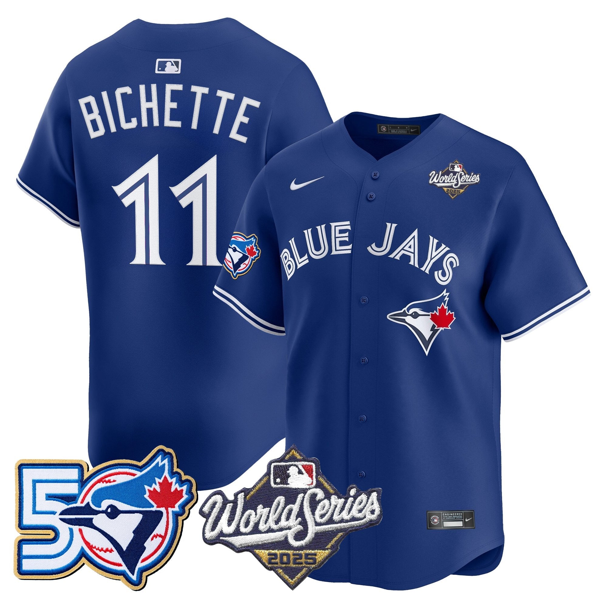 Men's Toronto Blue Jays 2025 World Series Vapor Premier Limited Jersey - 50 Seasons Patch - All Stitched