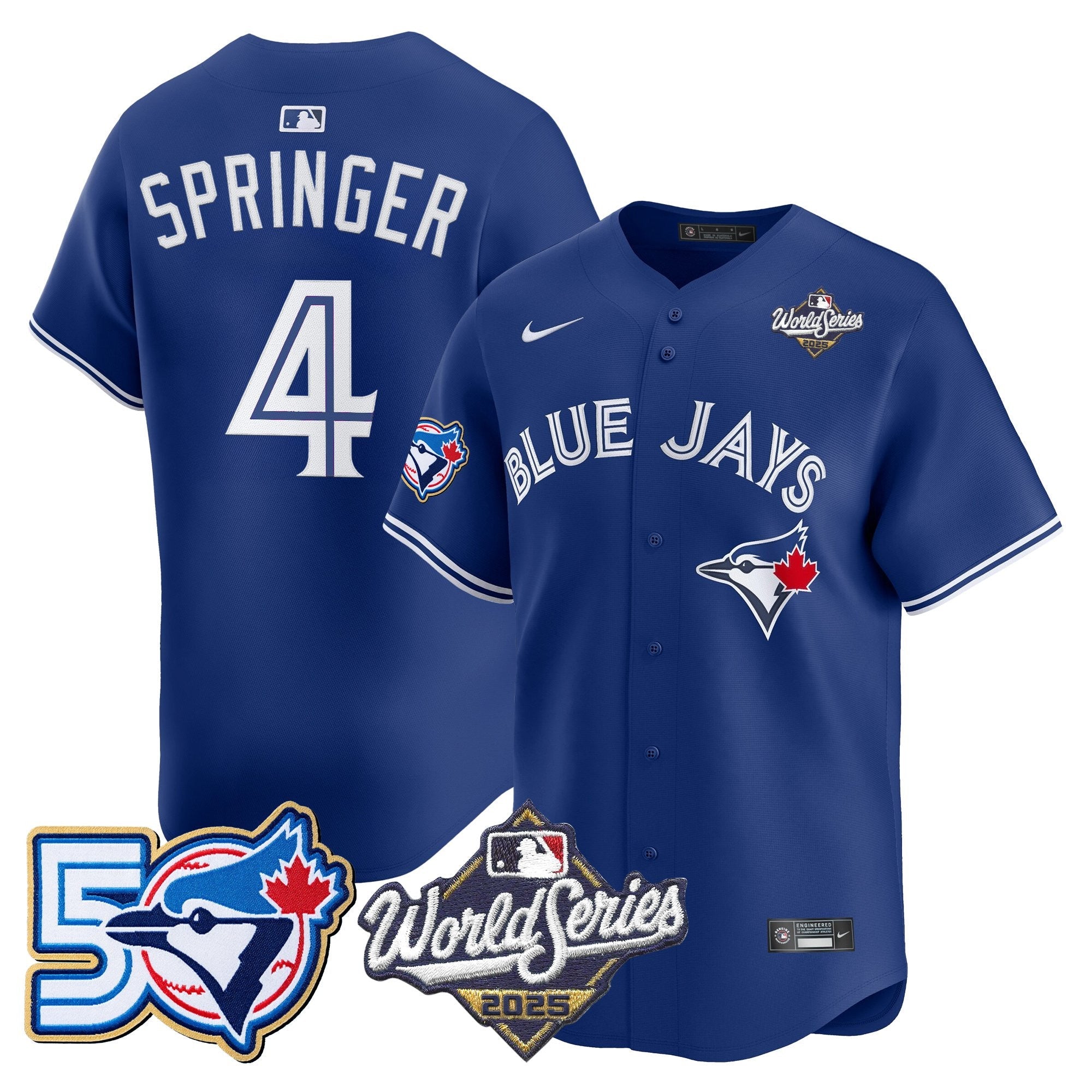 Men's Toronto Blue Jays 2025 World Series Vapor Premier Limited Jersey - 50 Seasons Patch - All Stitched