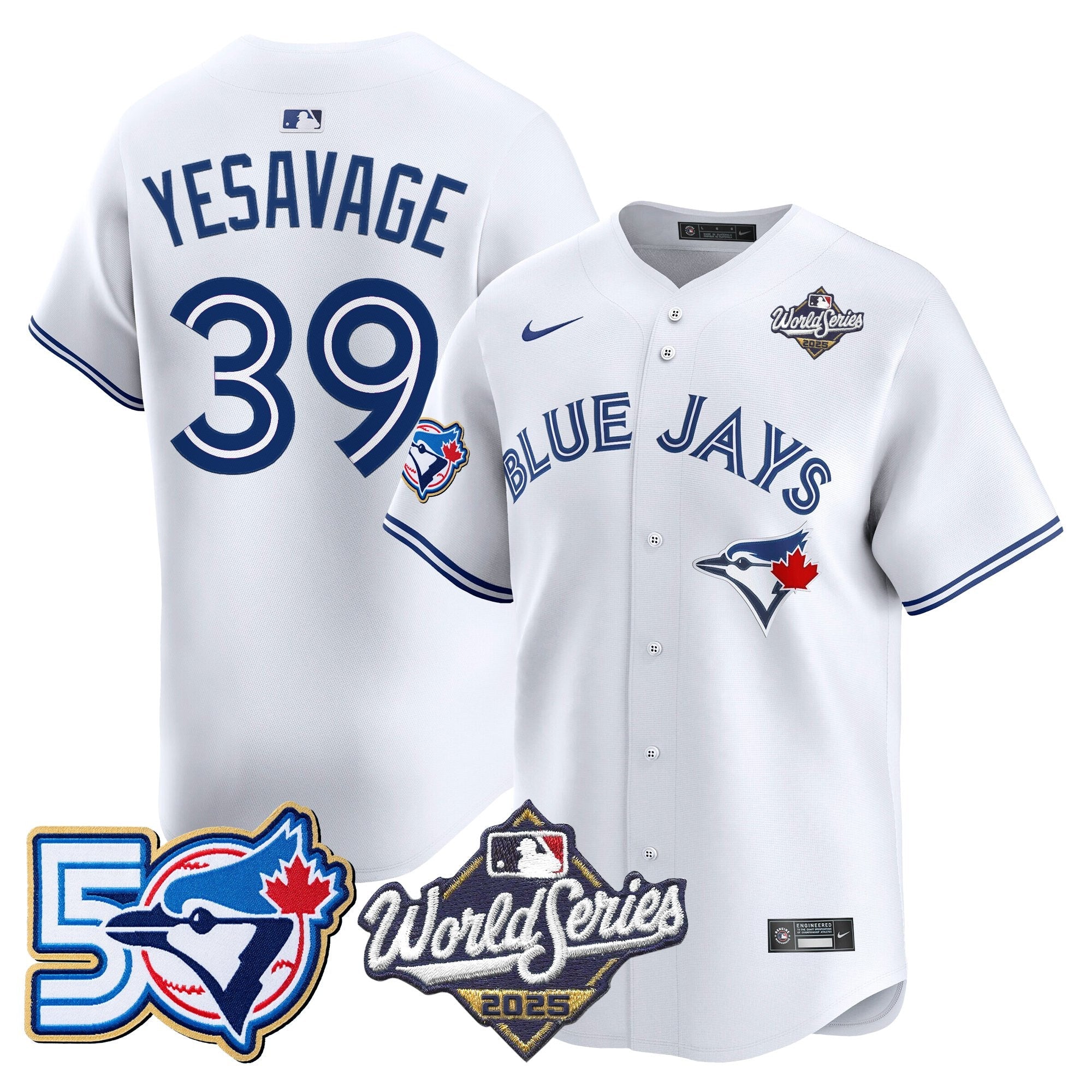 Men's Toronto Blue Jays 2025 World Series Vapor Premier Limited Jersey - 50 Seasons Patch - All Stitched