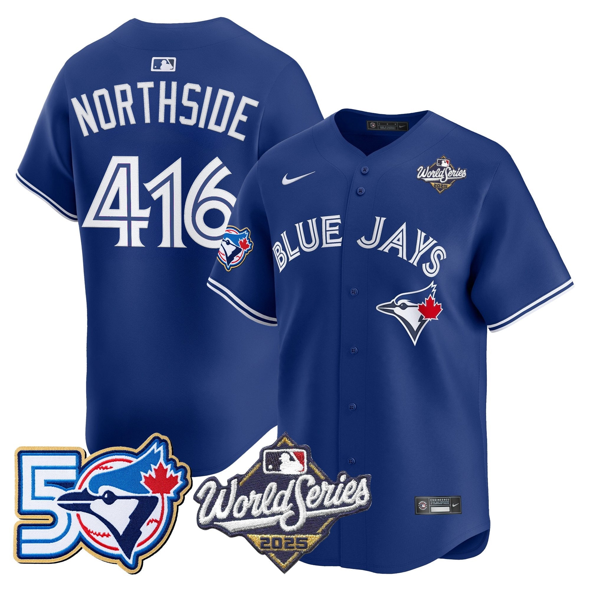 Men's Toronto Blue Jays 2025 World Series Vapor Premier Limited Jersey - 50 Seasons Patch - All Stitched