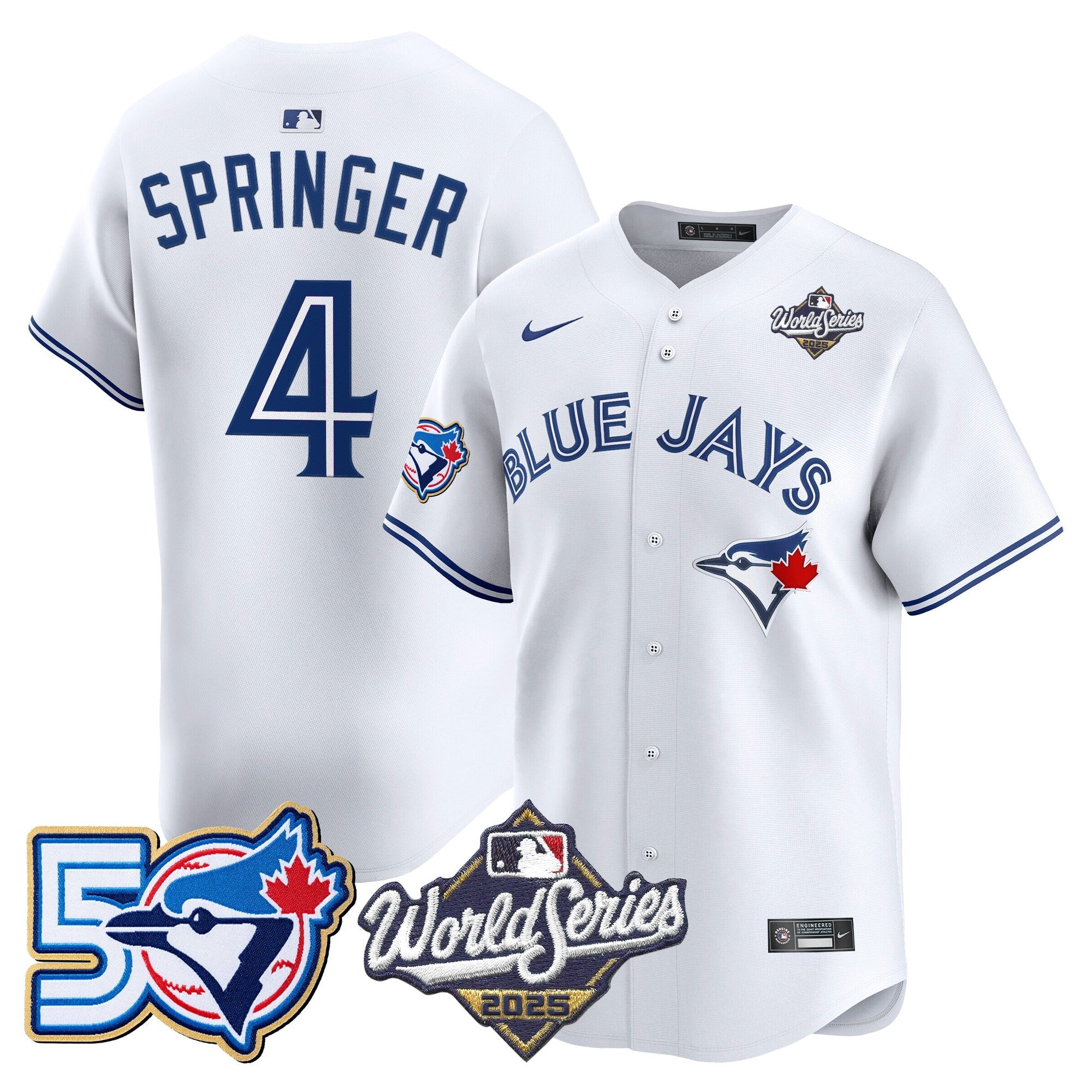 Men's Toronto Blue Jays 2025 World Series Vapor Premier Limited Jersey - 50 Seasons Patch - All Stitched