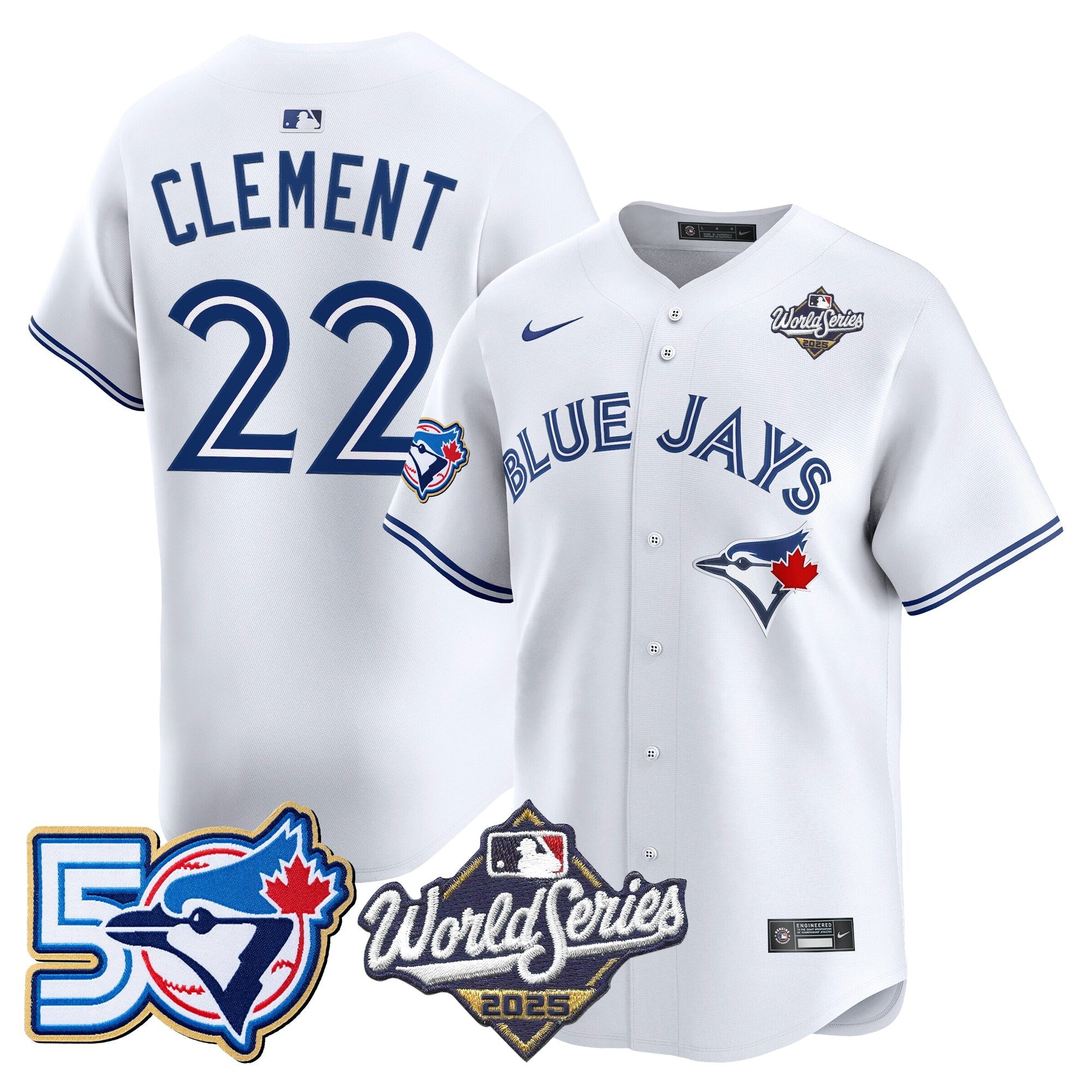 Men's Toronto Blue Jays 2025 World Series Vapor Premier Limited Jersey - 50 Seasons Patch - All Stitched