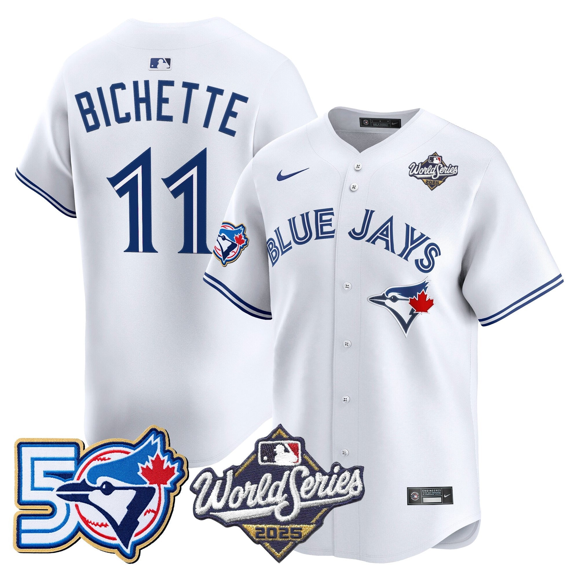 Men's Toronto Blue Jays 2025 World Series Vapor Premier Limited Jersey - 50 Seasons Patch - All Stitched