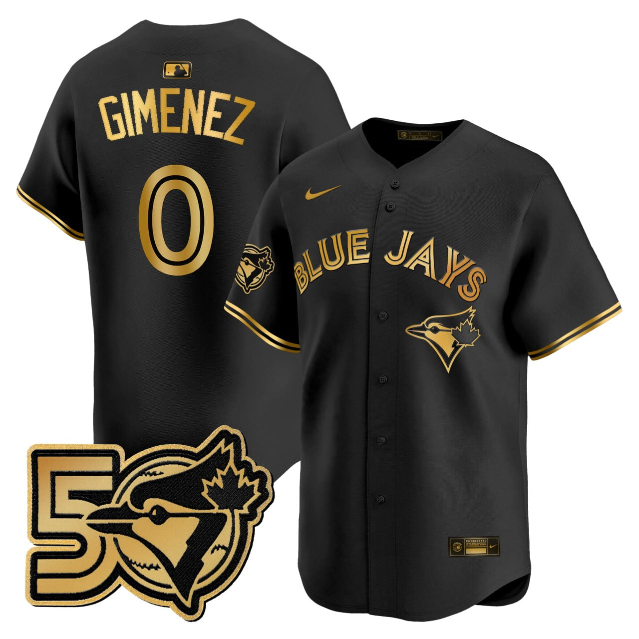 # 0 Andrés Giménez Toronto Blue Jays 50 Seasons Patch Vapor Premier Limited Jersey - All Stitched