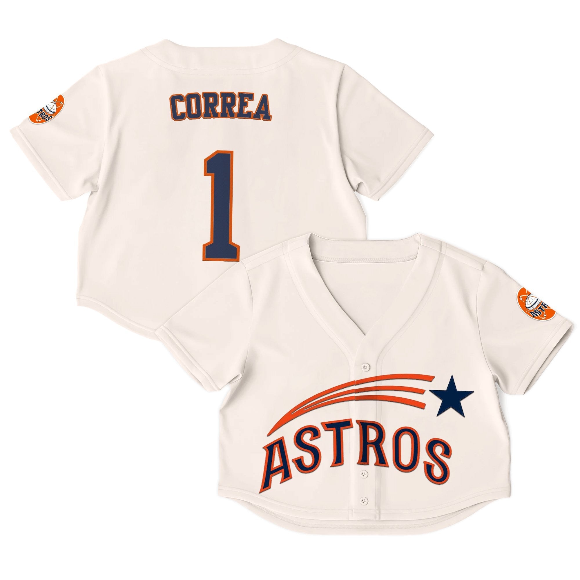 Women's Houston Astros Throwback Crop Top Baseball Jersey - All Stitched
