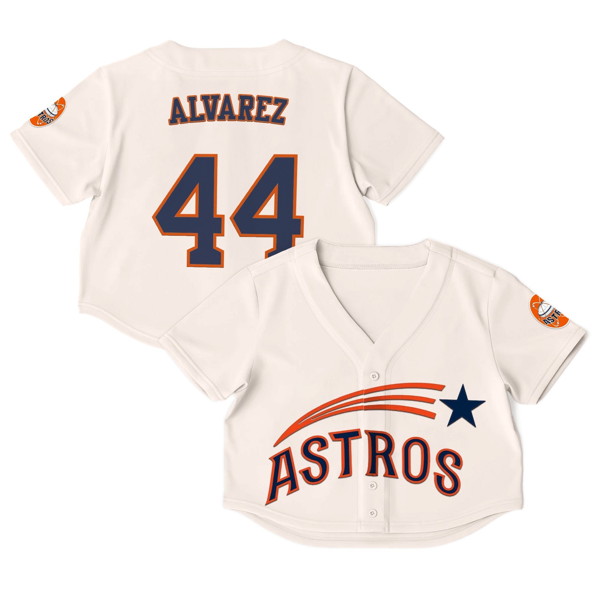 Women's Houston Astros Throwback Crop Top Baseball Jersey - All Stitched