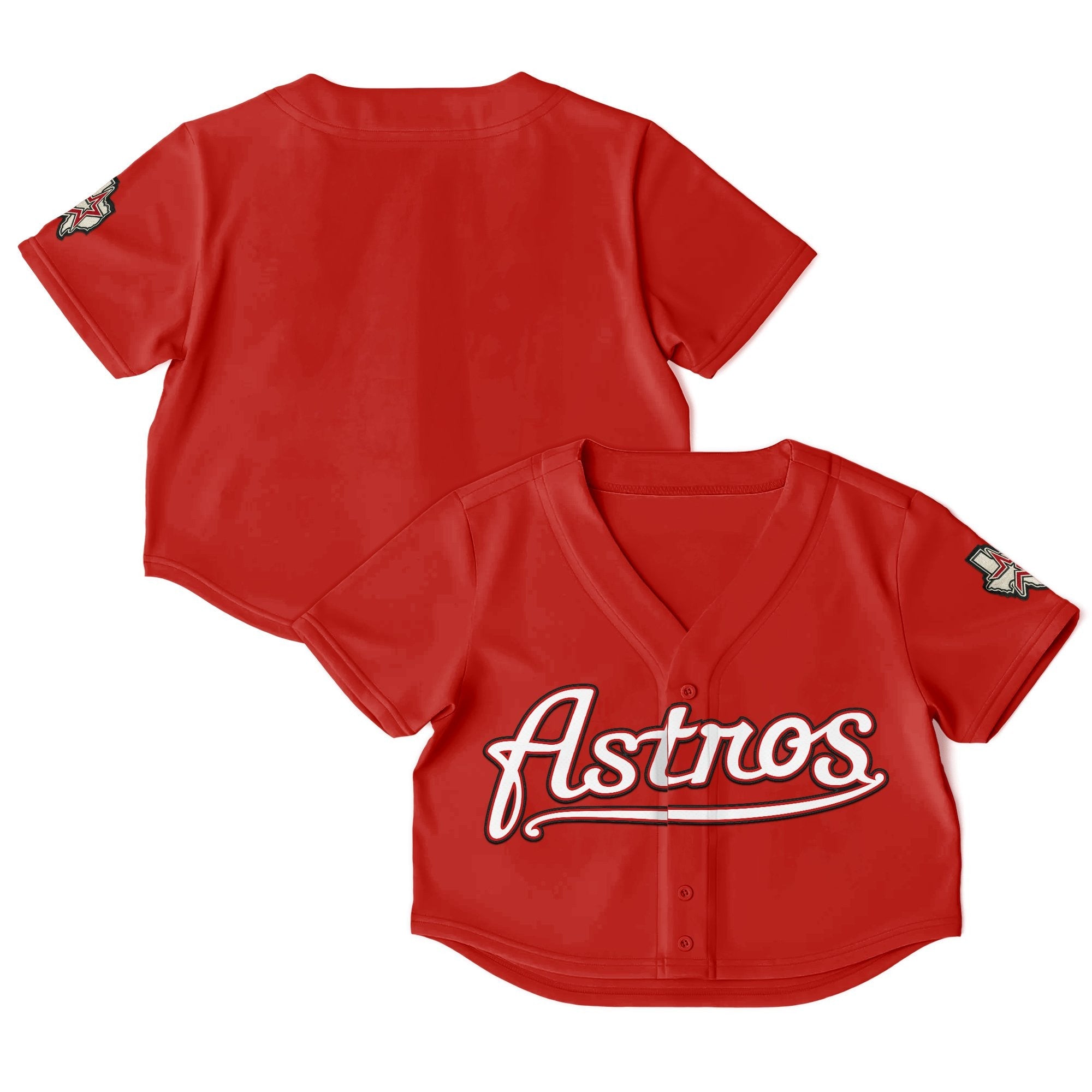 Women's Houston Astros Throwback Crop Top Baseball Jersey - All Stitched