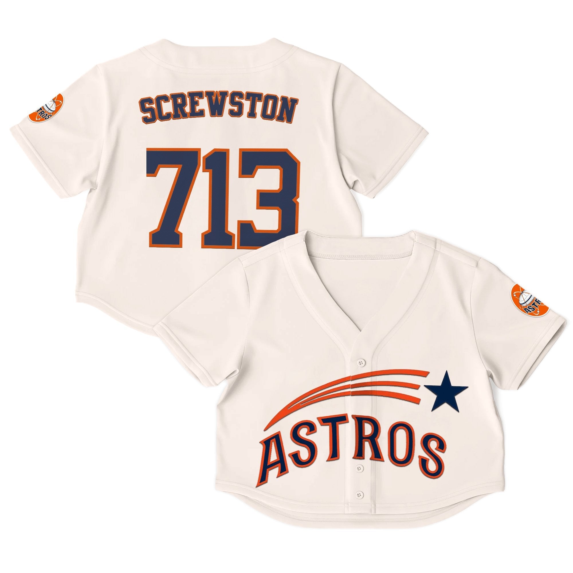 Women's Houston Astros Throwback Crop Top Baseball Jersey - All Stitched