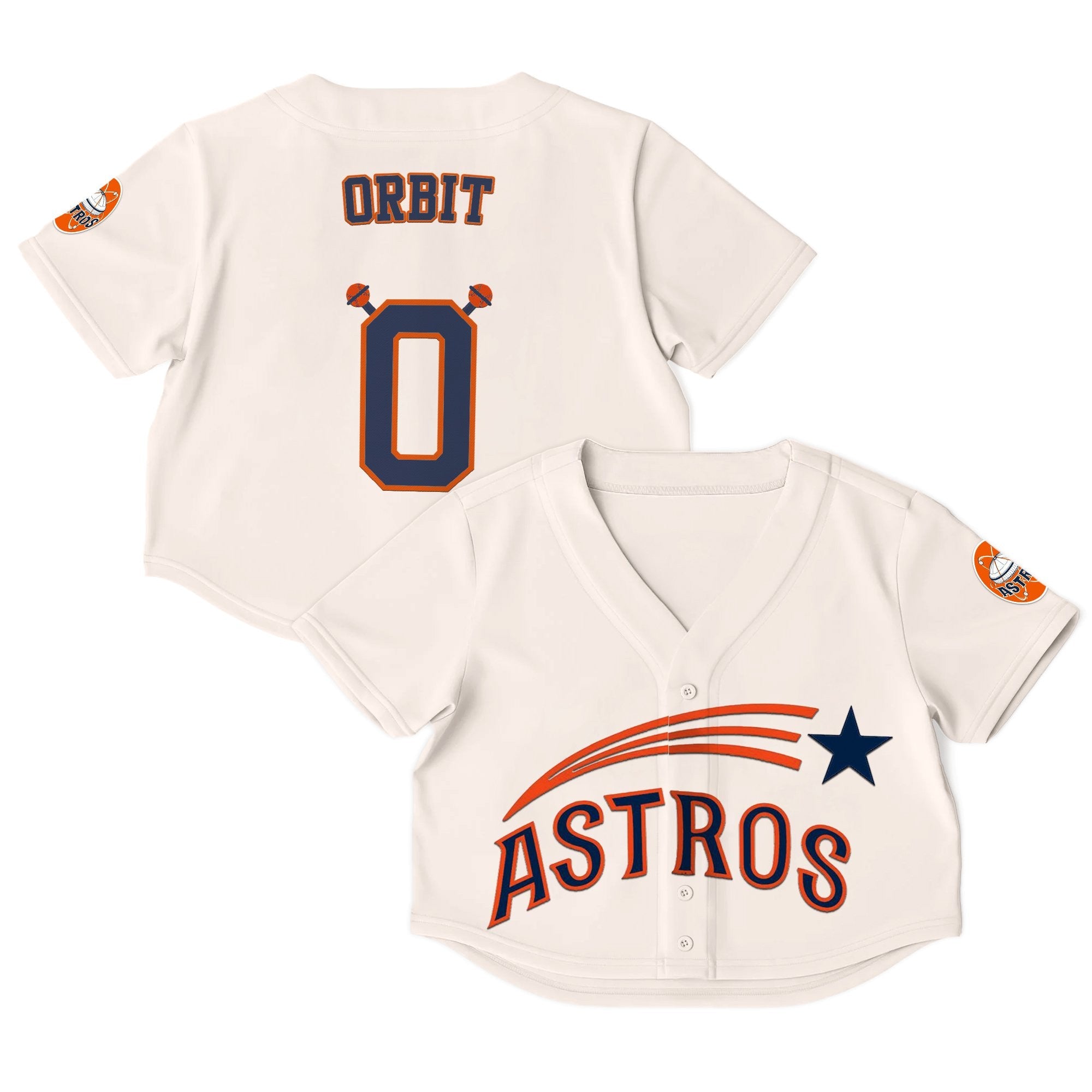 Women's Houston Astros Throwback Crop Top Baseball Jersey - All Stitched