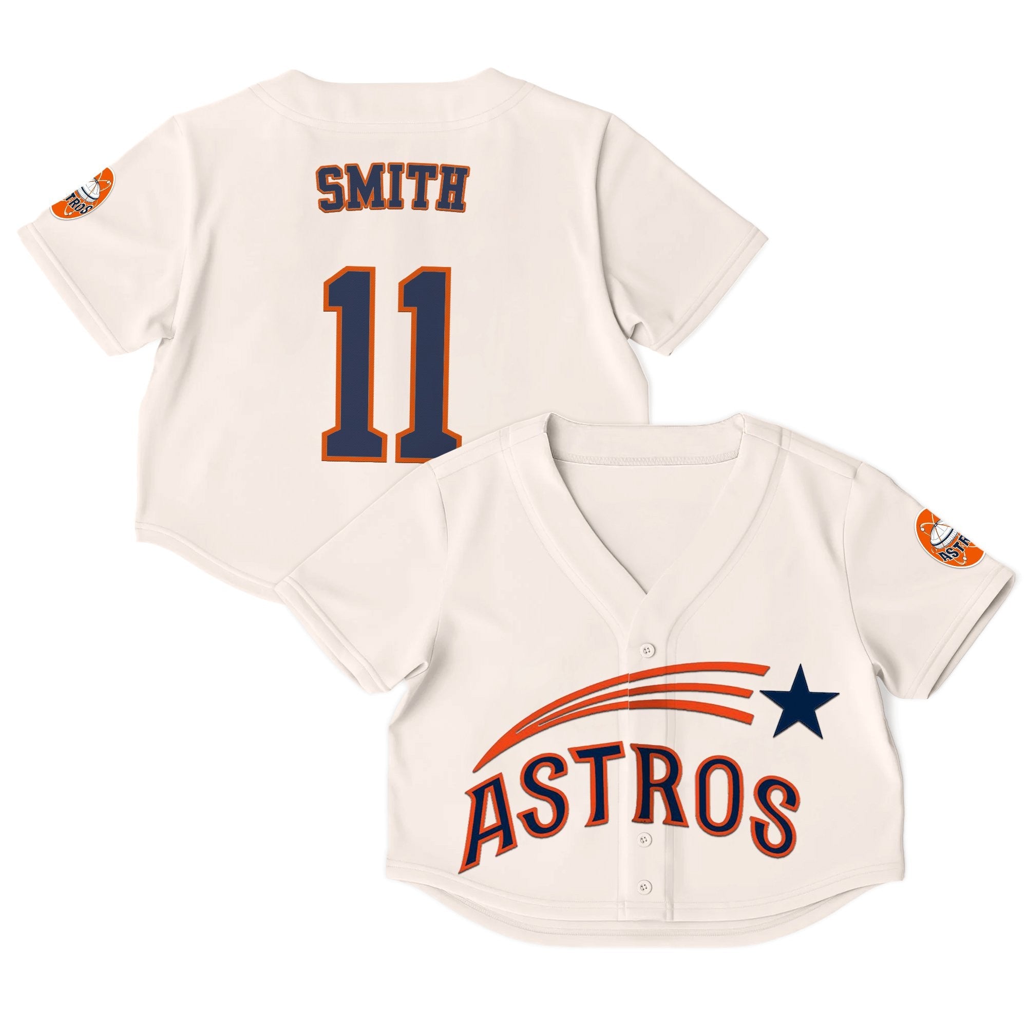 Women's Houston Astros Throwback Crop Top Baseball Jersey - All Stitched