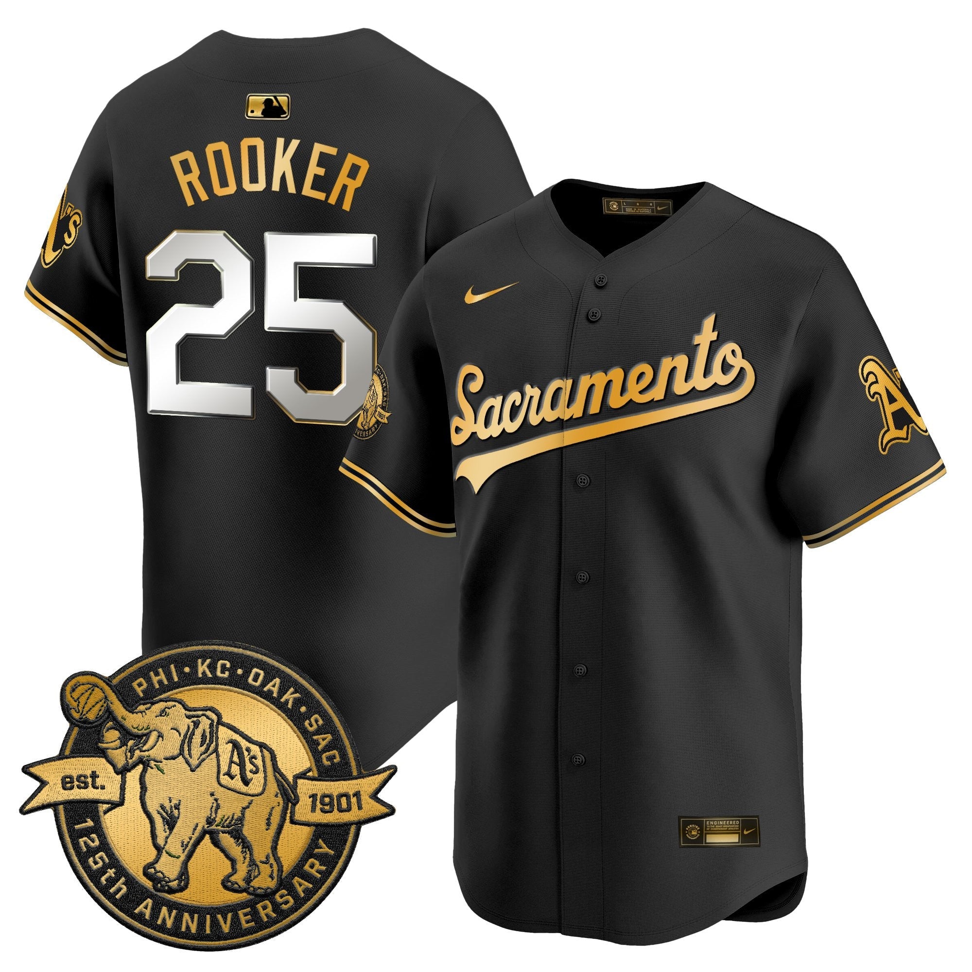 Men's Athletics 'Sacramento Edition' Vapor Premier Limited Jersey - 125th Anniversary Patch - All Stitched