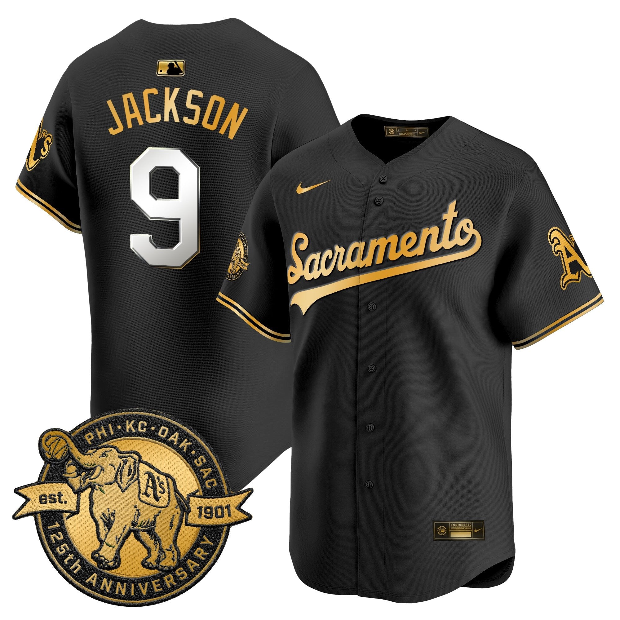 Men's Athletics 'Sacramento Edition' Vapor Premier Limited Jersey - 125th Anniversary Patch - All Stitched