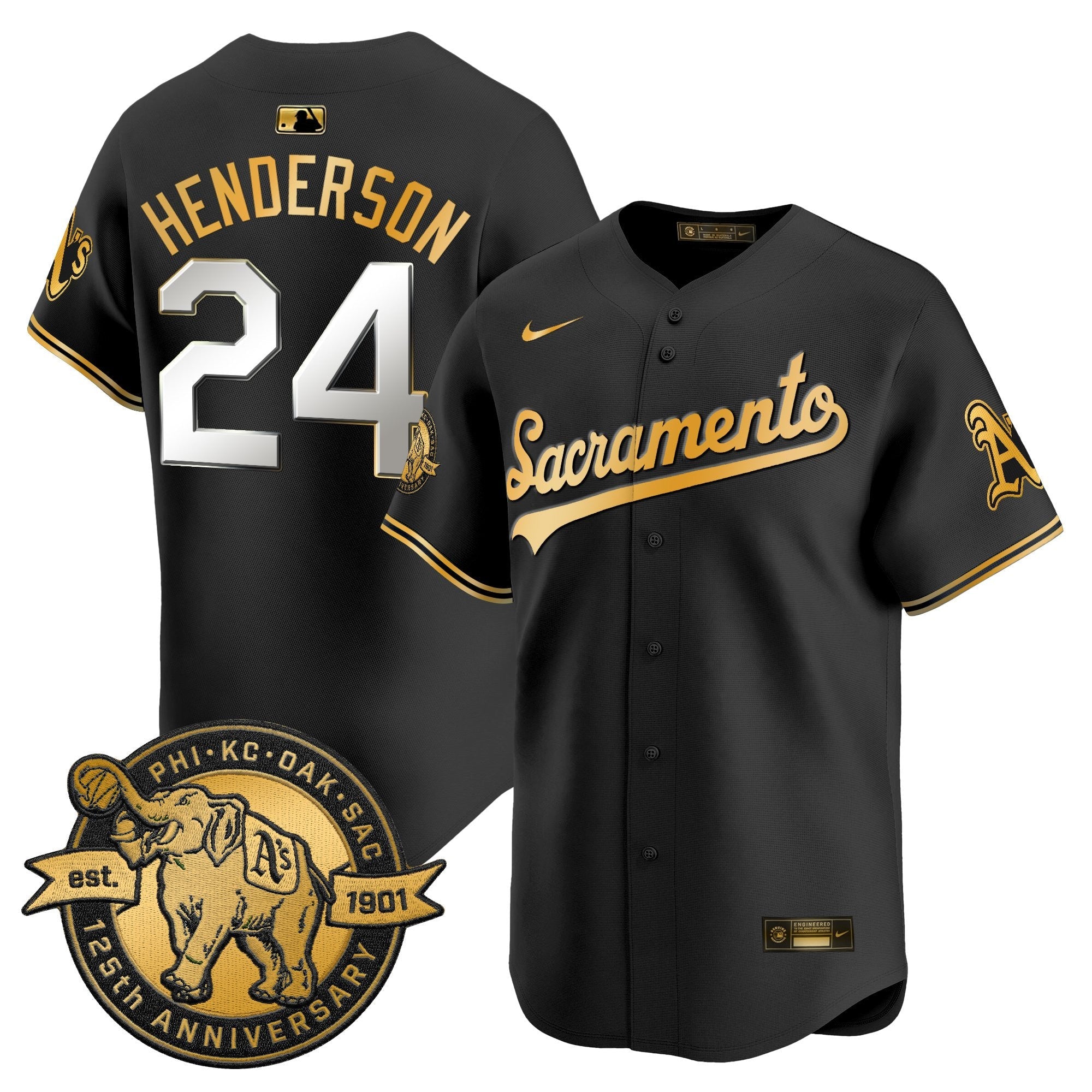 Men's Athletics 'Sacramento Edition' Vapor Premier Limited Jersey - 125th Anniversary Patch - All Stitched