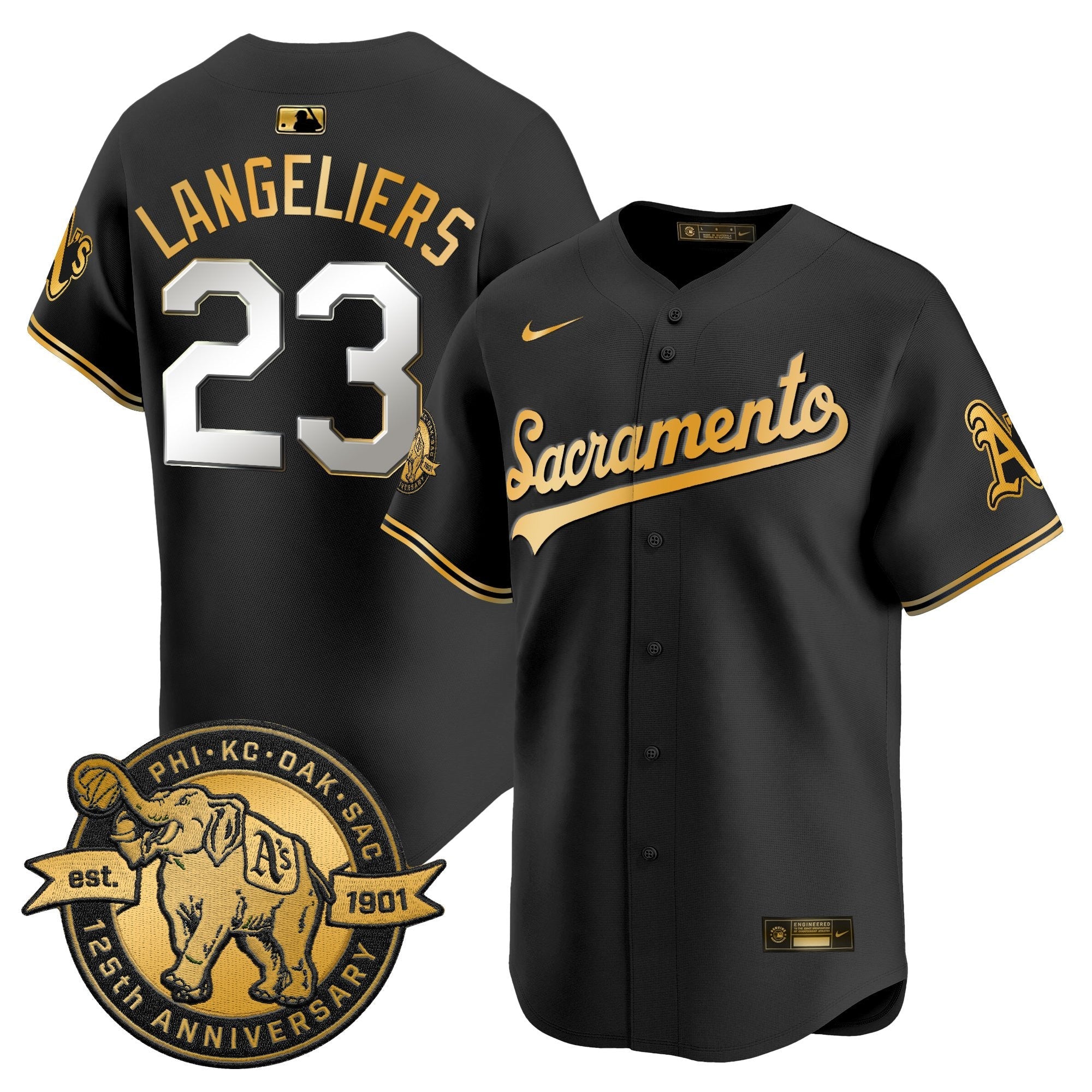 Men's Athletics 'Sacramento Edition' Vapor Premier Limited Jersey - 125th Anniversary Patch - All Stitched