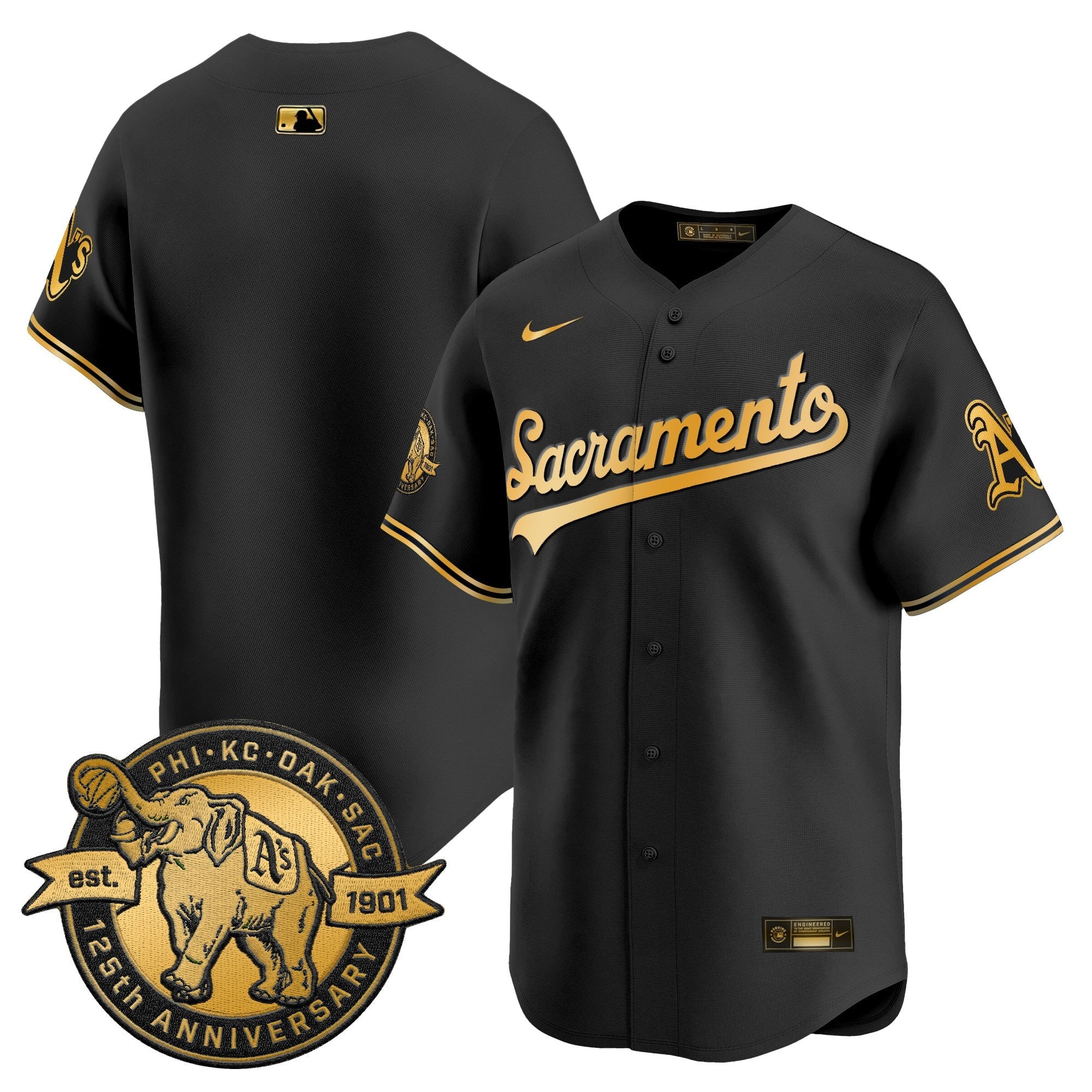 Men's Athletics 'Sacramento Edition' Vapor Premier Limited Jersey - 125th Anniversary Patch - All Stitched