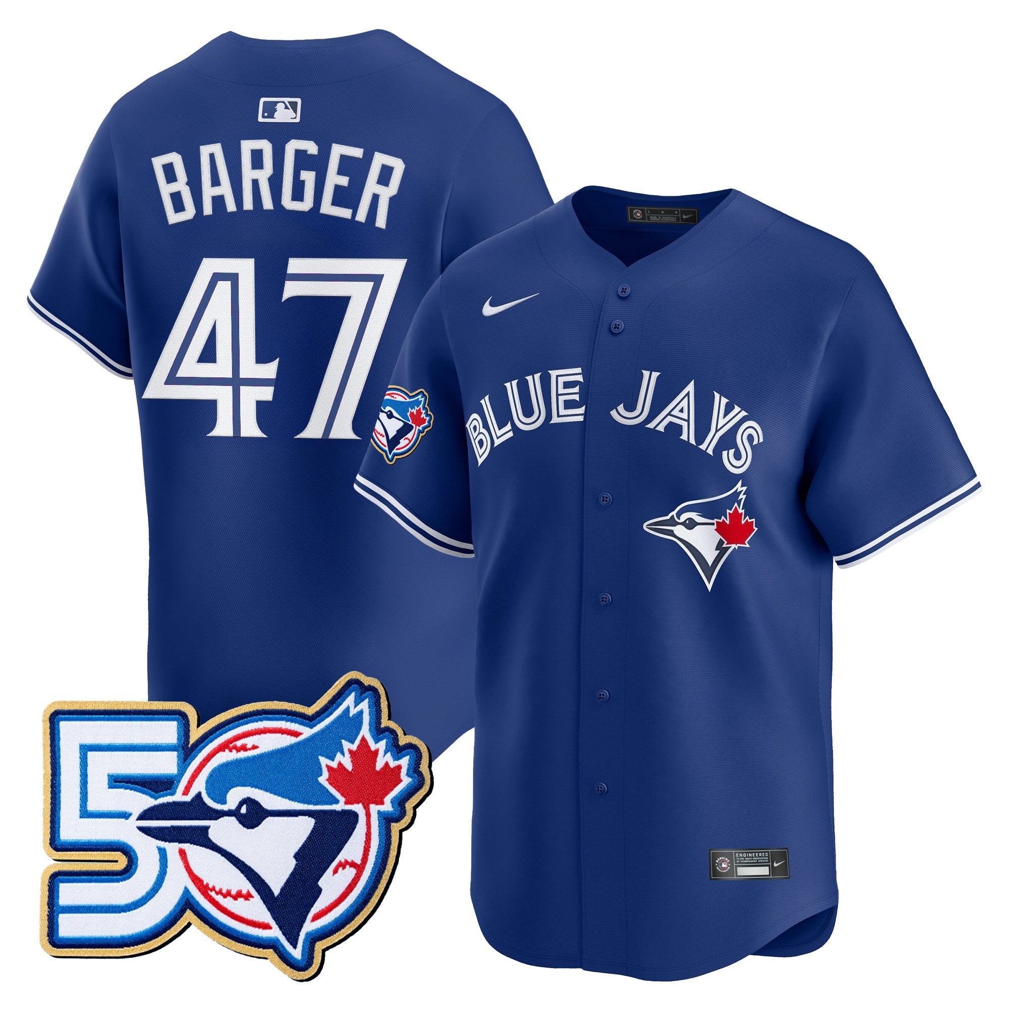 Men's Toronto Blue Jays 50 Seasons Patch Vapor Premier Limited Jersey - All Stitched