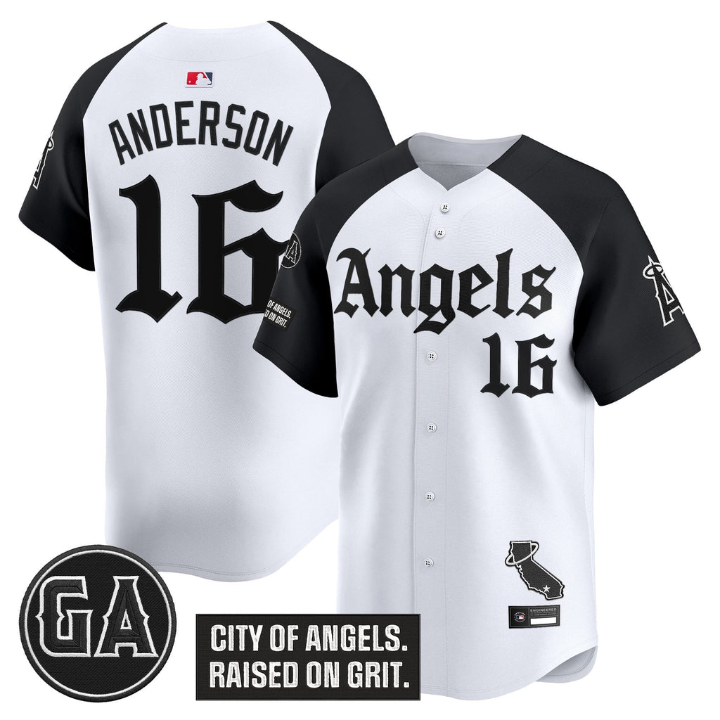 Men's Los Angeles Angels 'Garret Anderson Tribute Patch' Vapor Premier Limited Jersey - Gothic Edition - All Stitched
