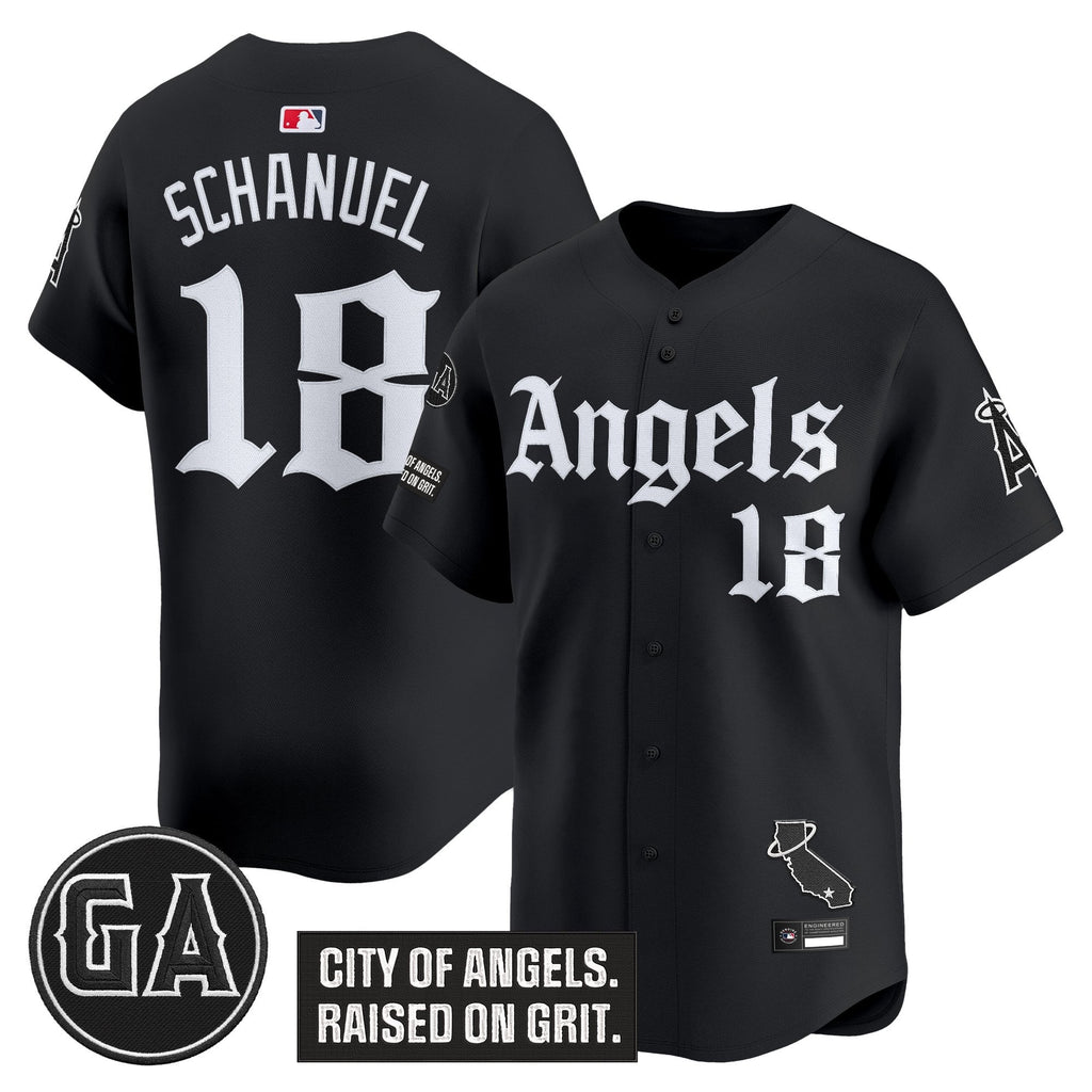 Men's Los Angeles Angels 'Garret Anderson Tribute Patch' Vapor Premier Limited Jersey - Gothic Edition - All Stitched