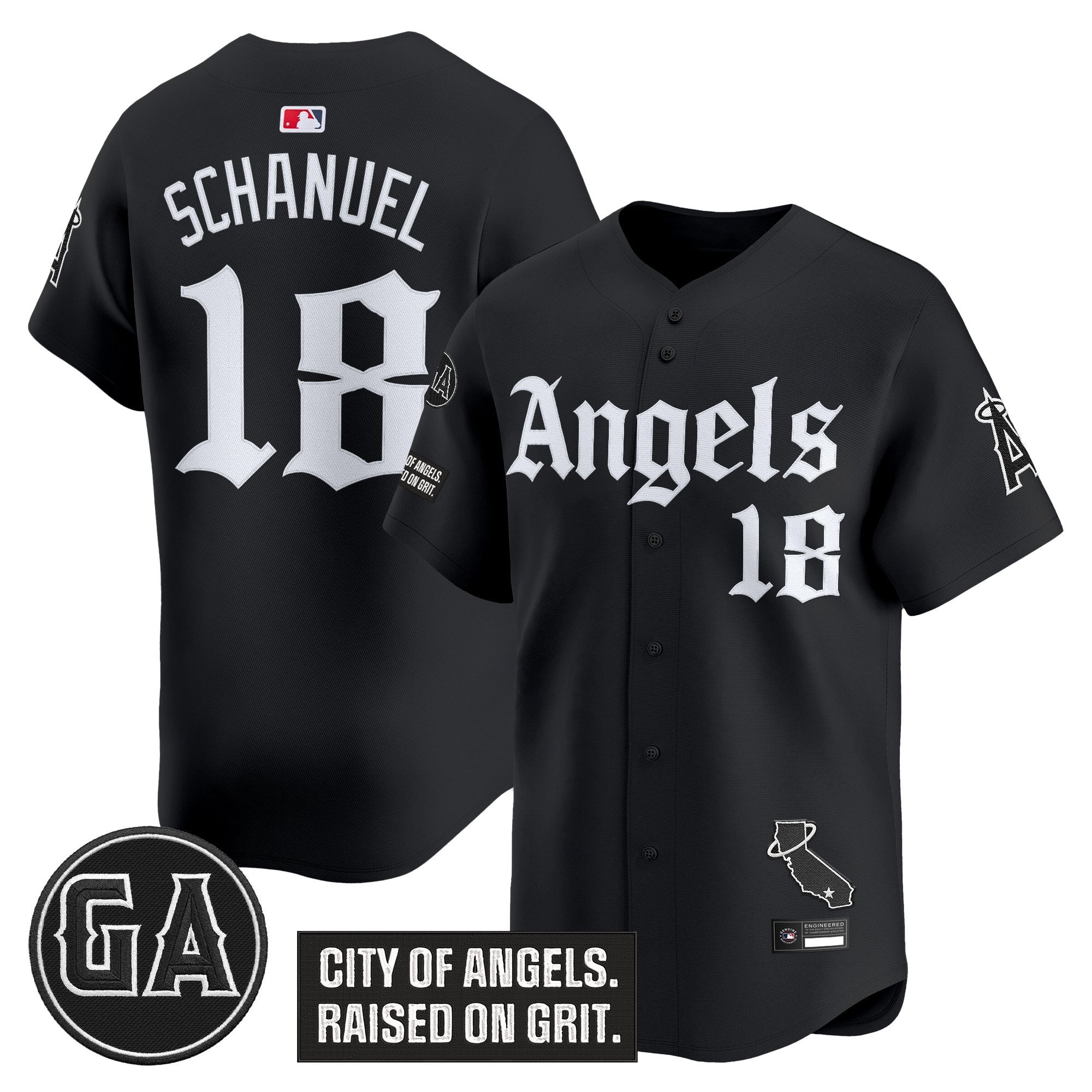 Men's Los Angeles Angels 'Garret Anderson Tribute Patch' Vapor Premier Limited Jersey - Gothic Edition - All Stitched