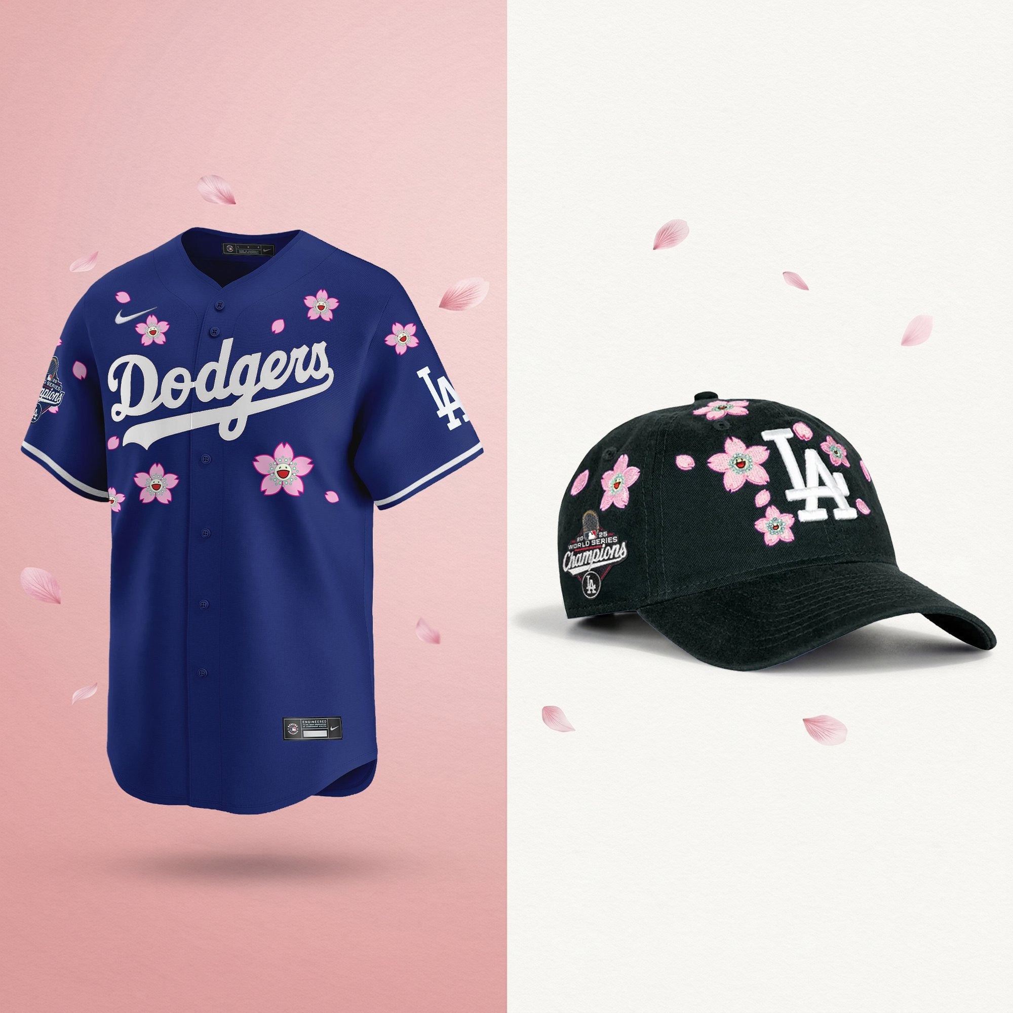 Men's Dodgers 2025 Champions Tokyo Series Bundle – Jersey & Strapback Hat - Stitched