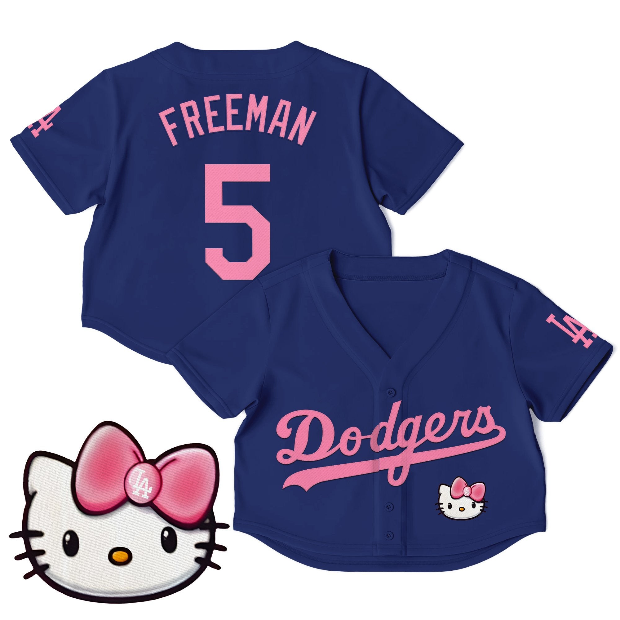 Women's Dodgers Hello Kitty Crop Top Baseball Jersey – All Stitched