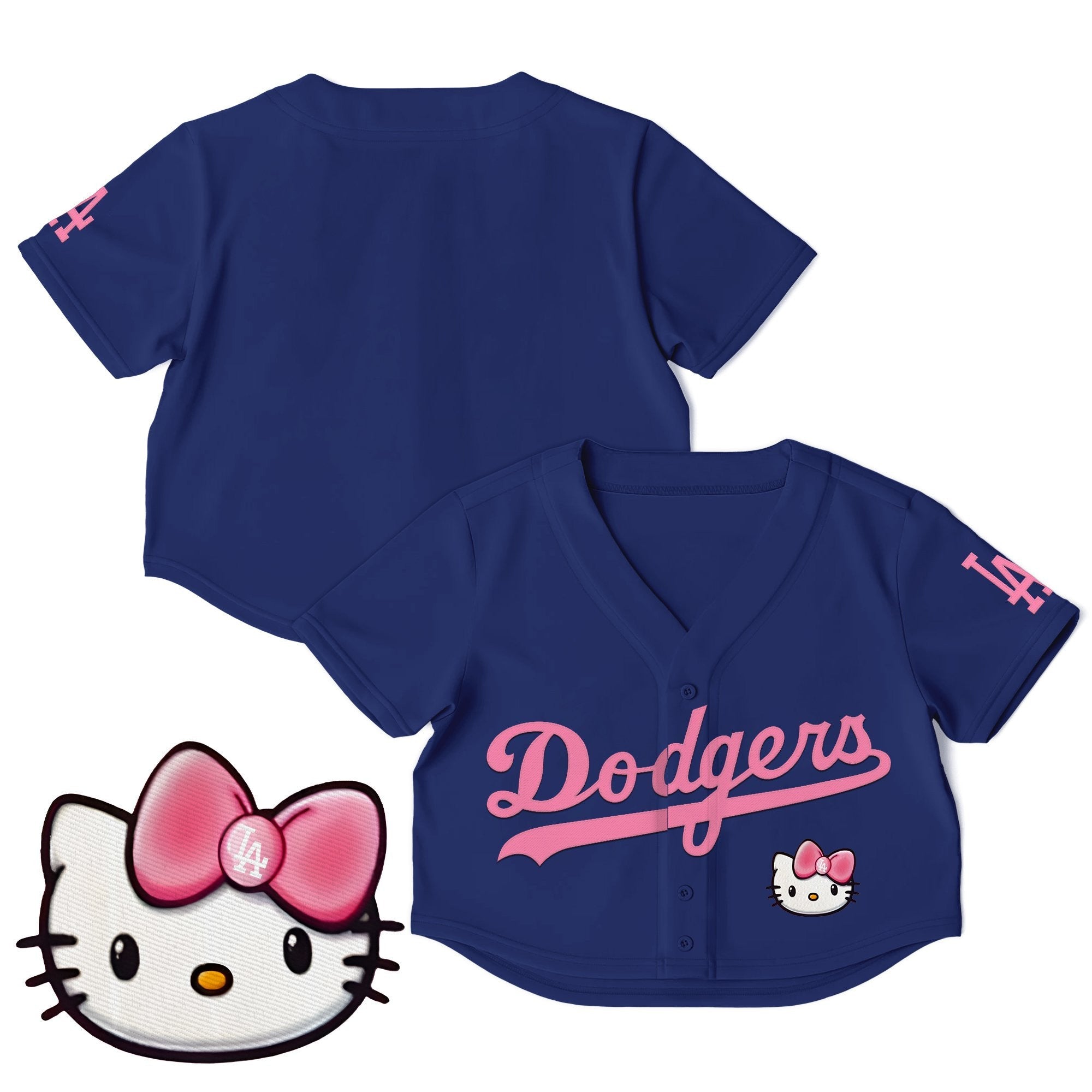 Women's Dodgers Hello Kitty Crop Top Baseball Jersey – All Stitched