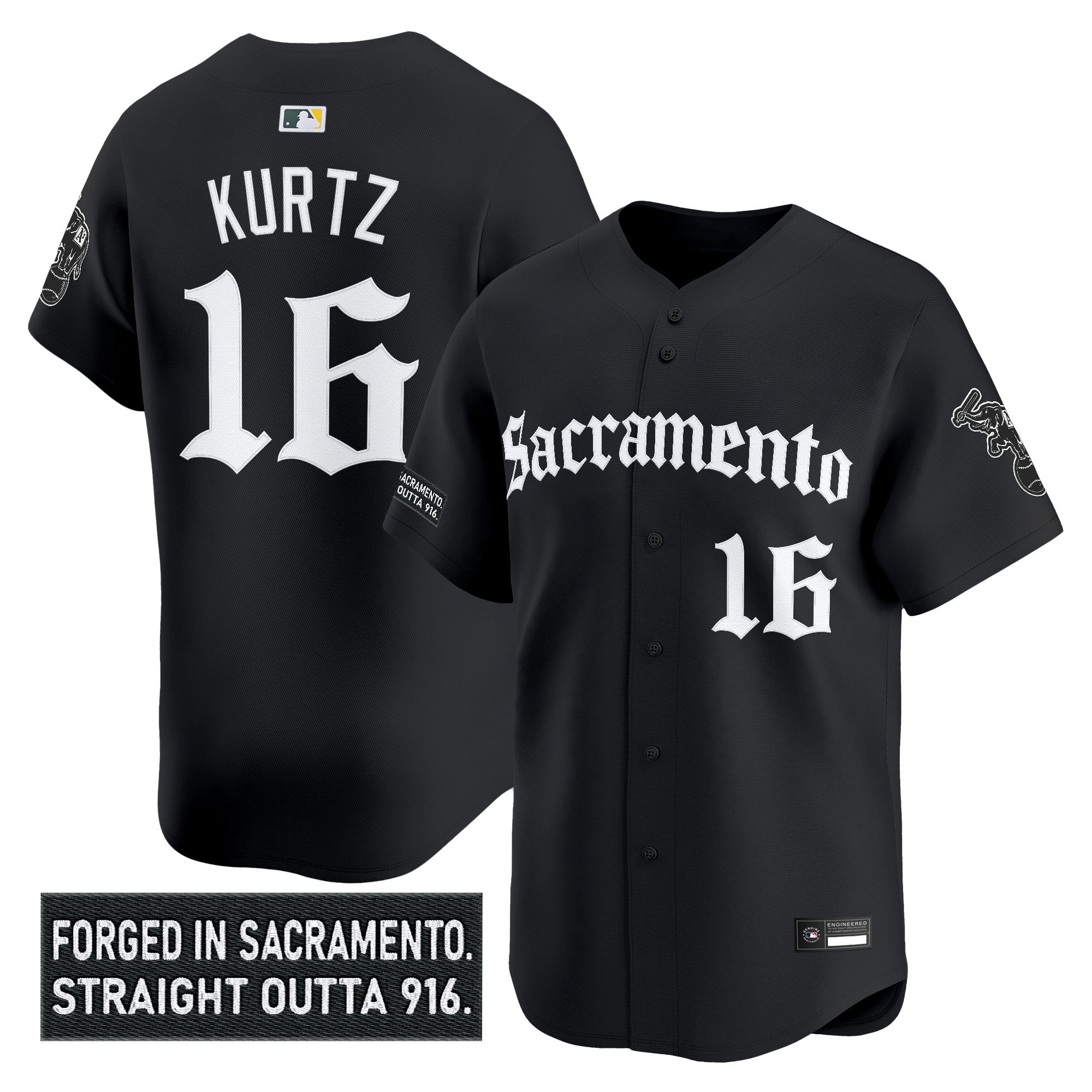 Men's Athletics 'Sacramento Gothic Edition' Vapor Premier Limited Jersey - All Stitched