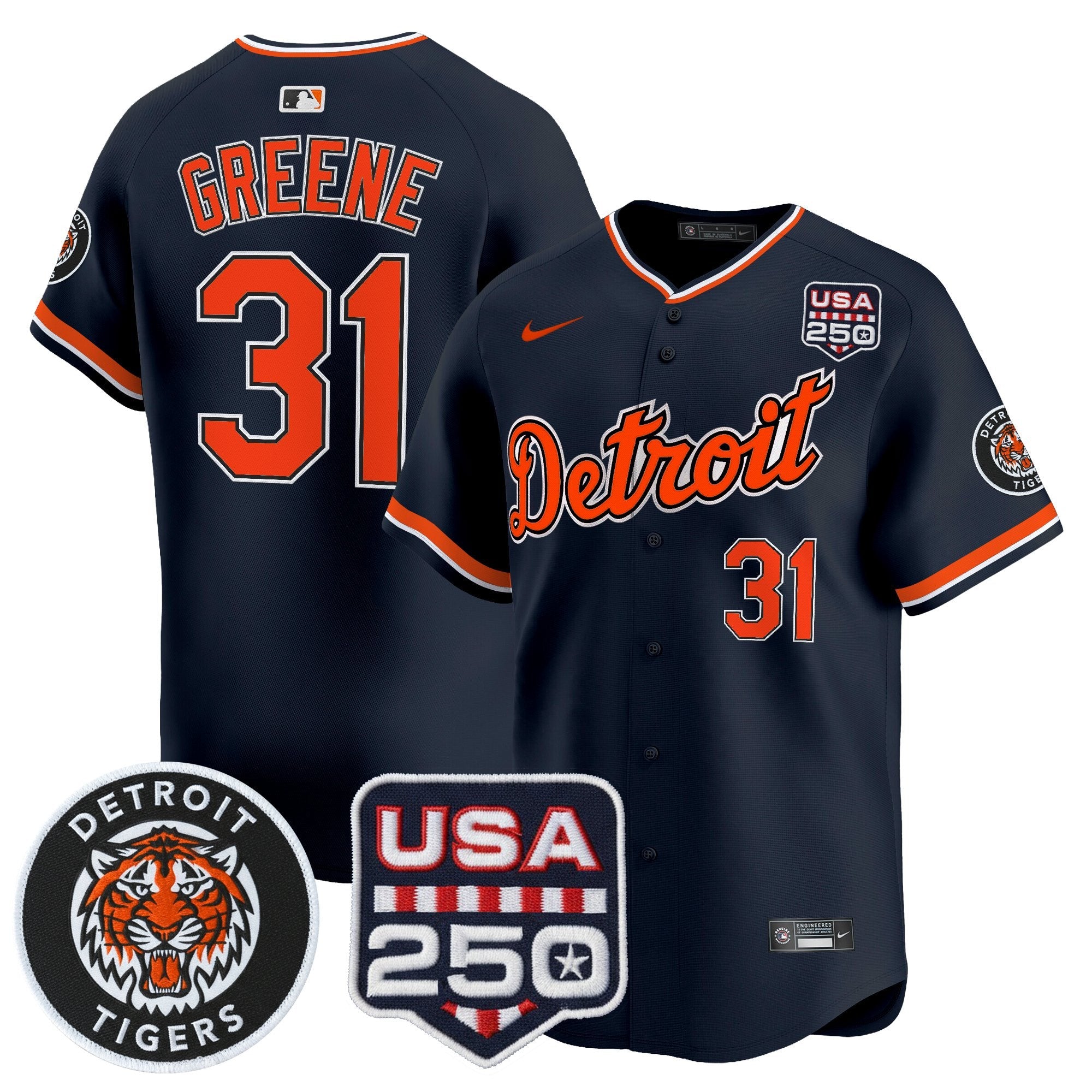 Men's Detroit Tigers 2026 Alternate Vapor Premier Limited Jersey - 250America Patch - All Stitched