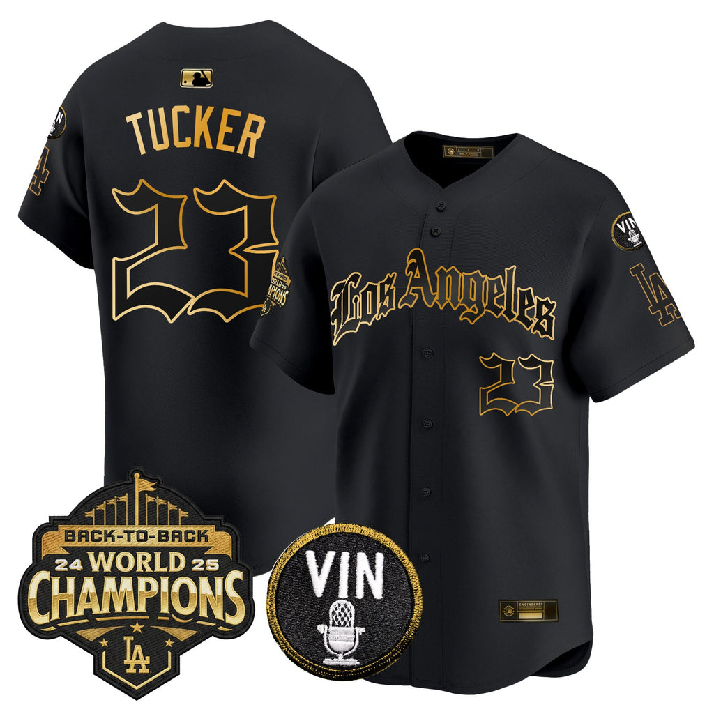 Men's Dodgers 2025 Back-To-Back Champions Vapor Premier Limited Jersey - LA Gothic Edition - All Stitched