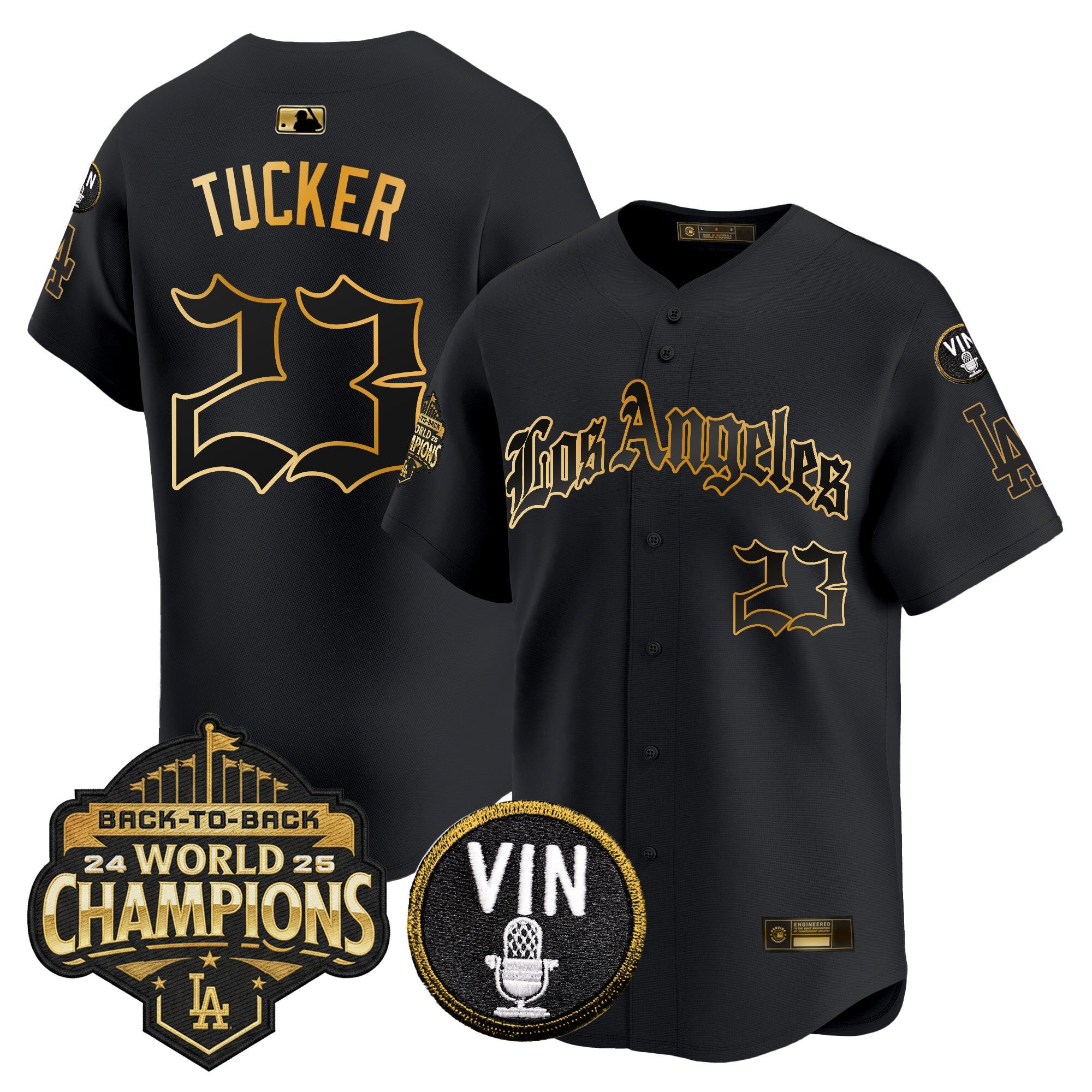 Men's Dodgers 2025 Back-To-Back Champions Vapor Premier Limited Jersey - LA Gothic Edition - All Stitched