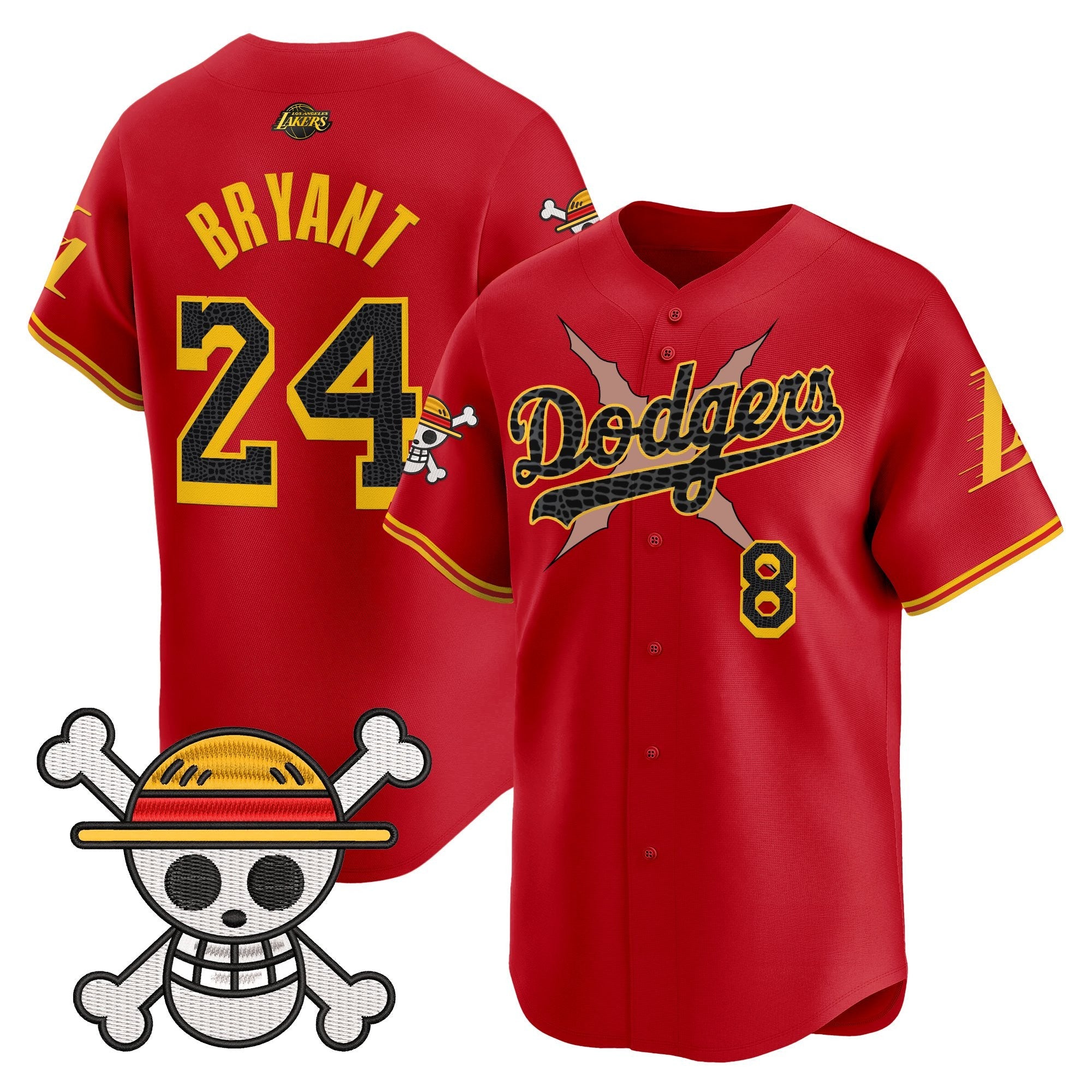 Men's Los Angeles Dodgers x One Piece x Mamba Vapor Premier Limited Jersey - Stitched