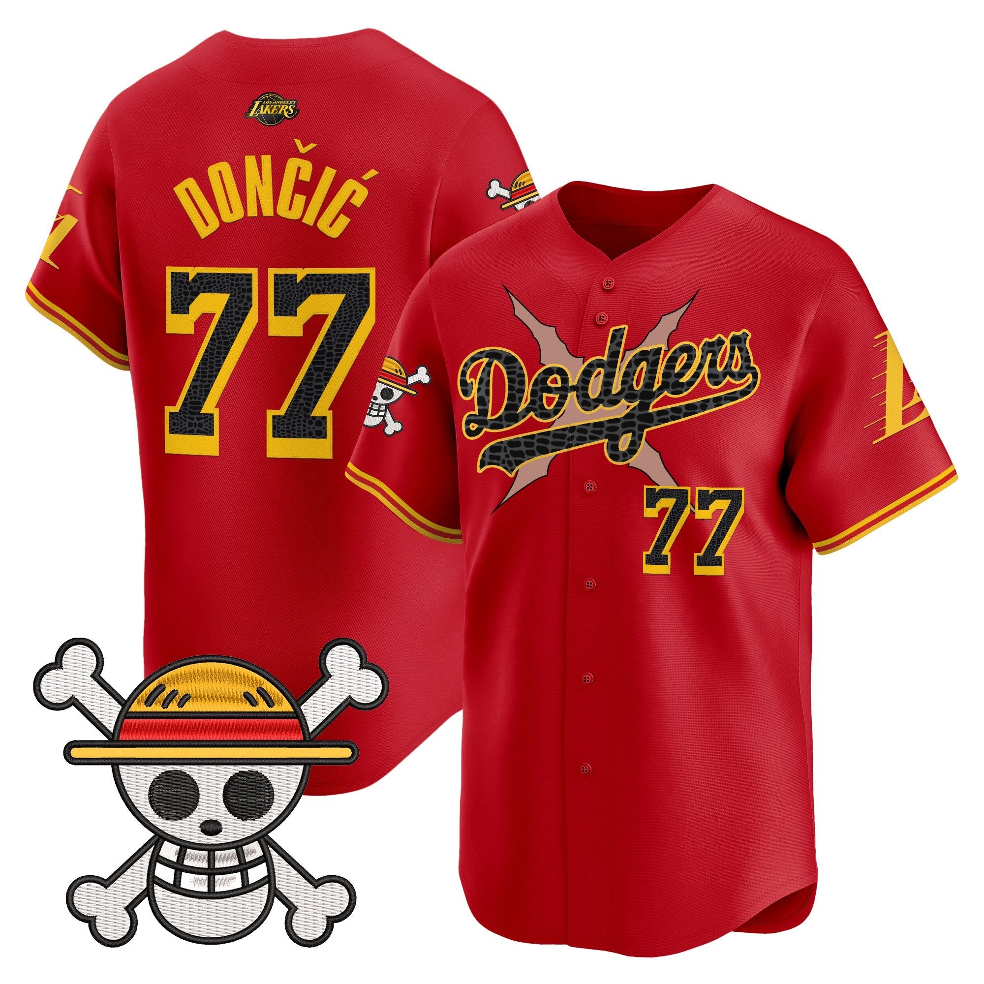 Men's Los Angeles Dodgers x One Piece x Mamba Vapor Premier Limited Jersey - Stitched