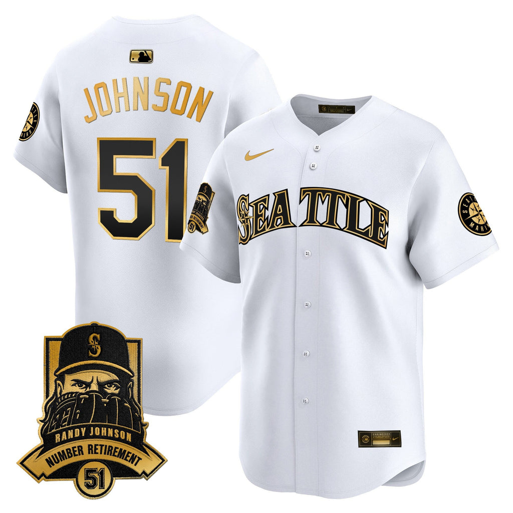 Men's Seattle Mariners Hall-of-Famer Randy Johnson Patch Vapor Premier Limited Jersey - All Stitched