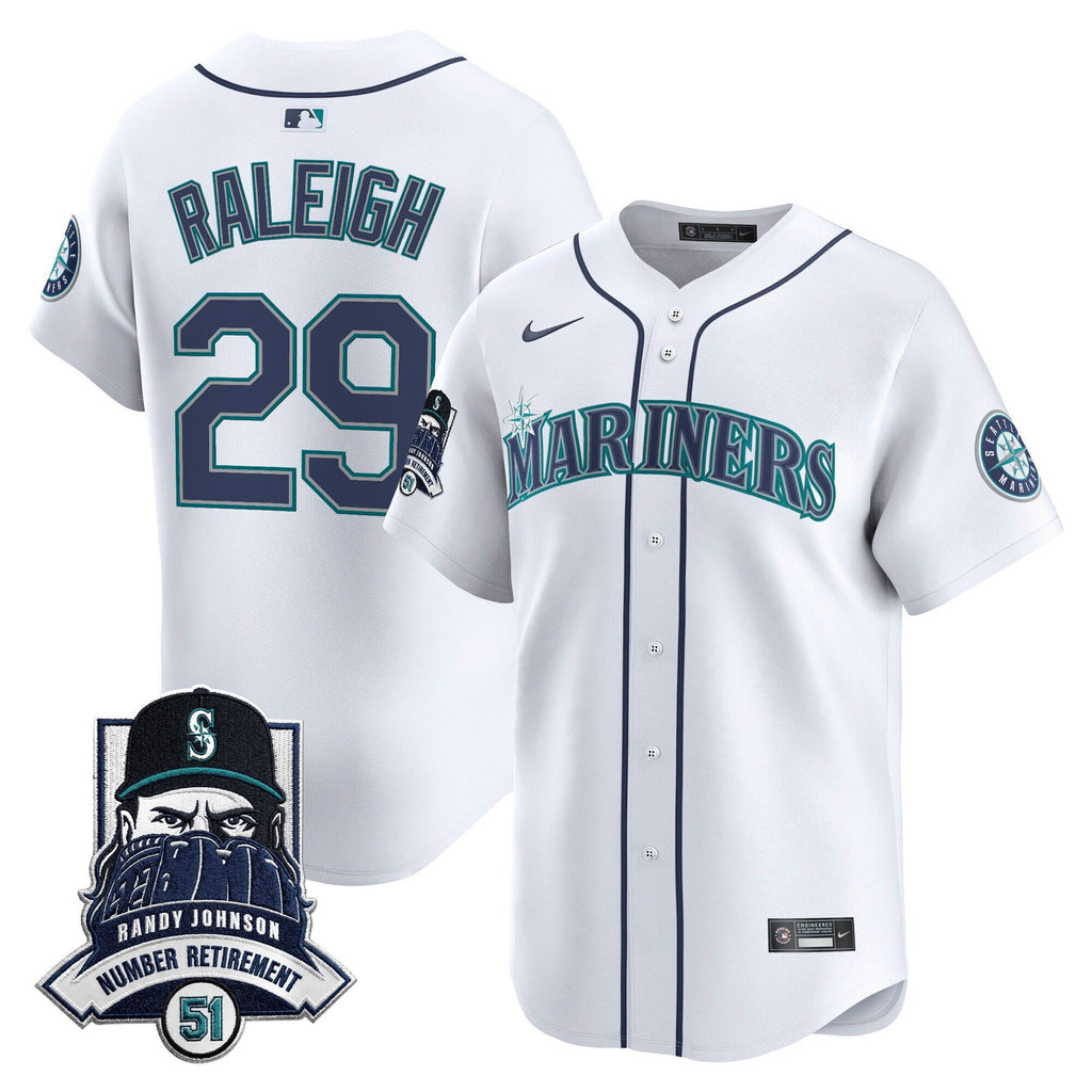 Men's Seattle Mariners Hall-of-Famer Randy Johnson Patch Vapor Premier Limited Jersey - All Stitched