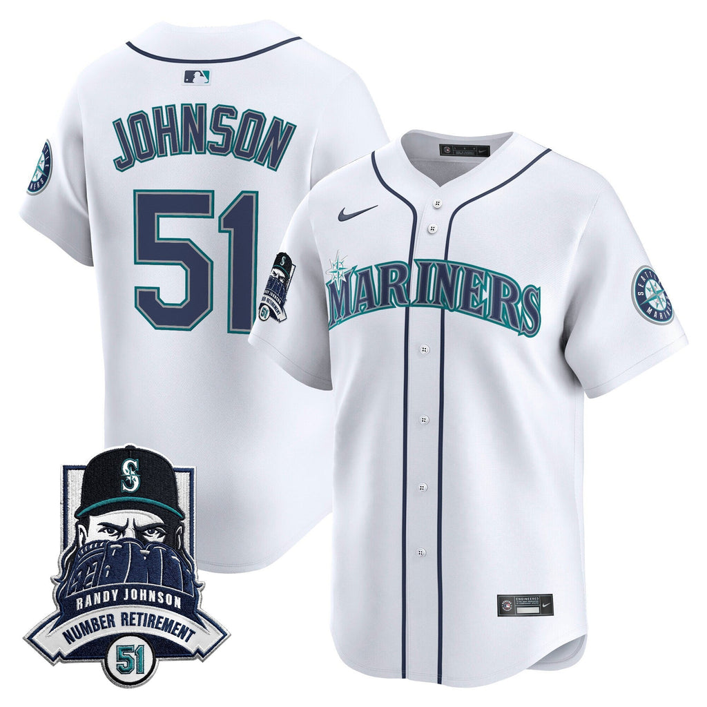 Men's Seattle Mariners Hall-of-Famer Randy Johnson Patch Vapor Premier Limited Jersey - All Stitched
