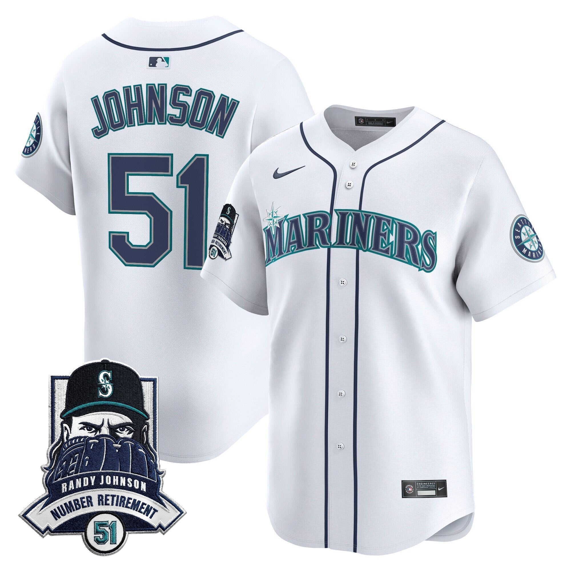 Men's Seattle Mariners Hall-of-Famer Randy Johnson Patch Vapor Premier Limited Jersey - All Stitched