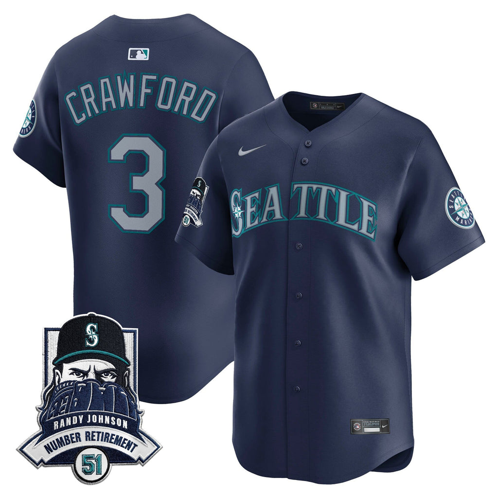 Men's Seattle Mariners Hall-of-Famer Randy Johnson Patch Vapor Premier Limited Jersey - All Stitched