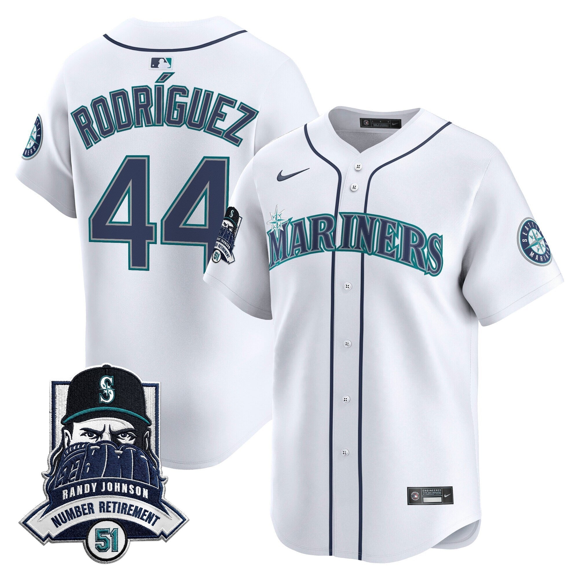 Men's Seattle Mariners Hall-of-Famer Randy Johnson Patch Vapor Premier Limited Jersey - All Stitched
